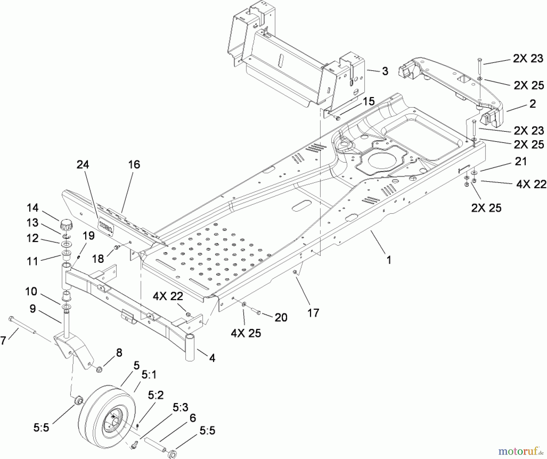 Toro Neu Mowers, Zero-Turn 74370 (Z5000) - Toro TimeCutter Z5000 Riding Mower, 2009 (290000001-290999999) FRAME ASSEMBLY