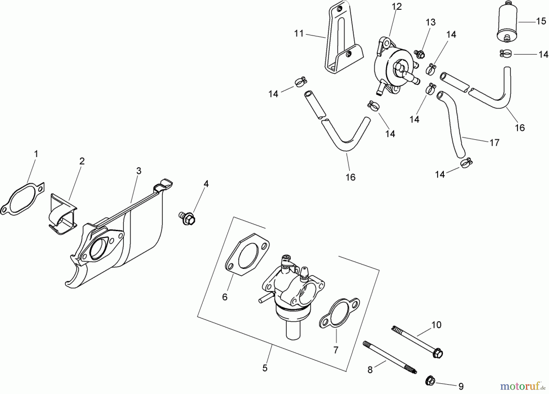  Toro Neu Mowers, Zero-Turn 74370 (Z5000) - Toro TimeCutter Z5000 Riding Mower, 2009 (290000001-290999999) FUEL SYSTEM ASSEMBLY KOHLER SV610-0020