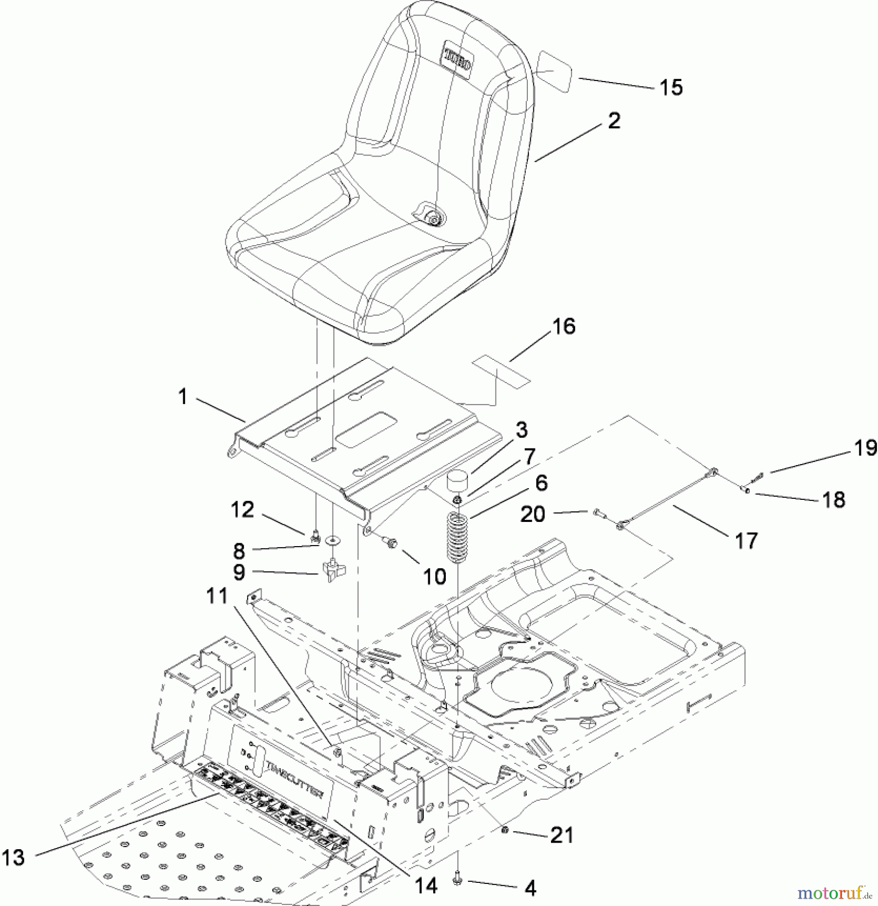 Toro Neu Mowers, Zero-Turn 74370 (Z5000) - Toro TimeCutter Z5000 Riding Mower, 2008 (280000001-280999999) SEAT ASSEMBLY