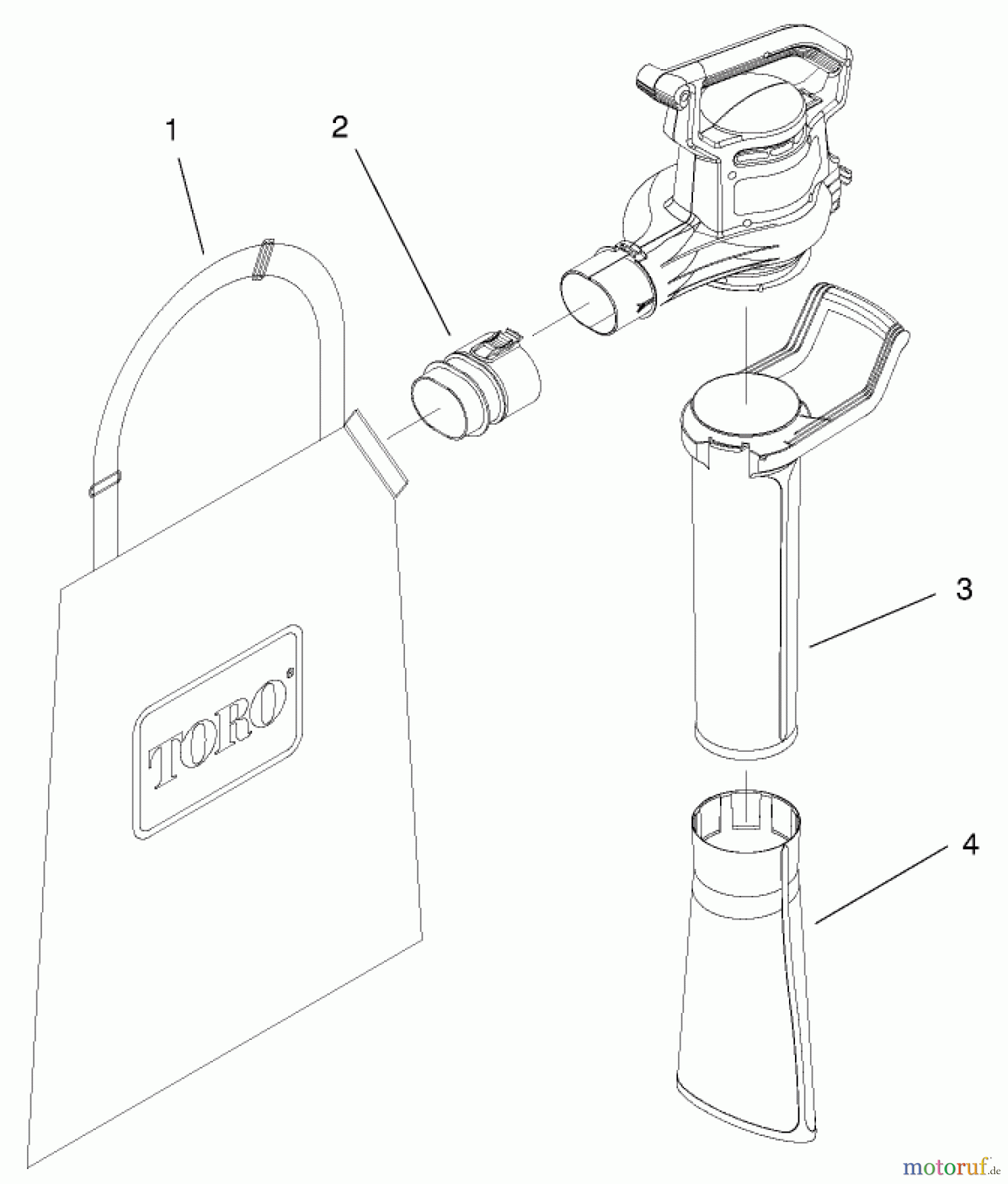 Toro Neu Blowers/Vacuums/Chippers/Shredders 51589 - Toro Quiet Blower Vac, 1998 (89000001-89999999) TUBE AND BAG ASSEMBLY