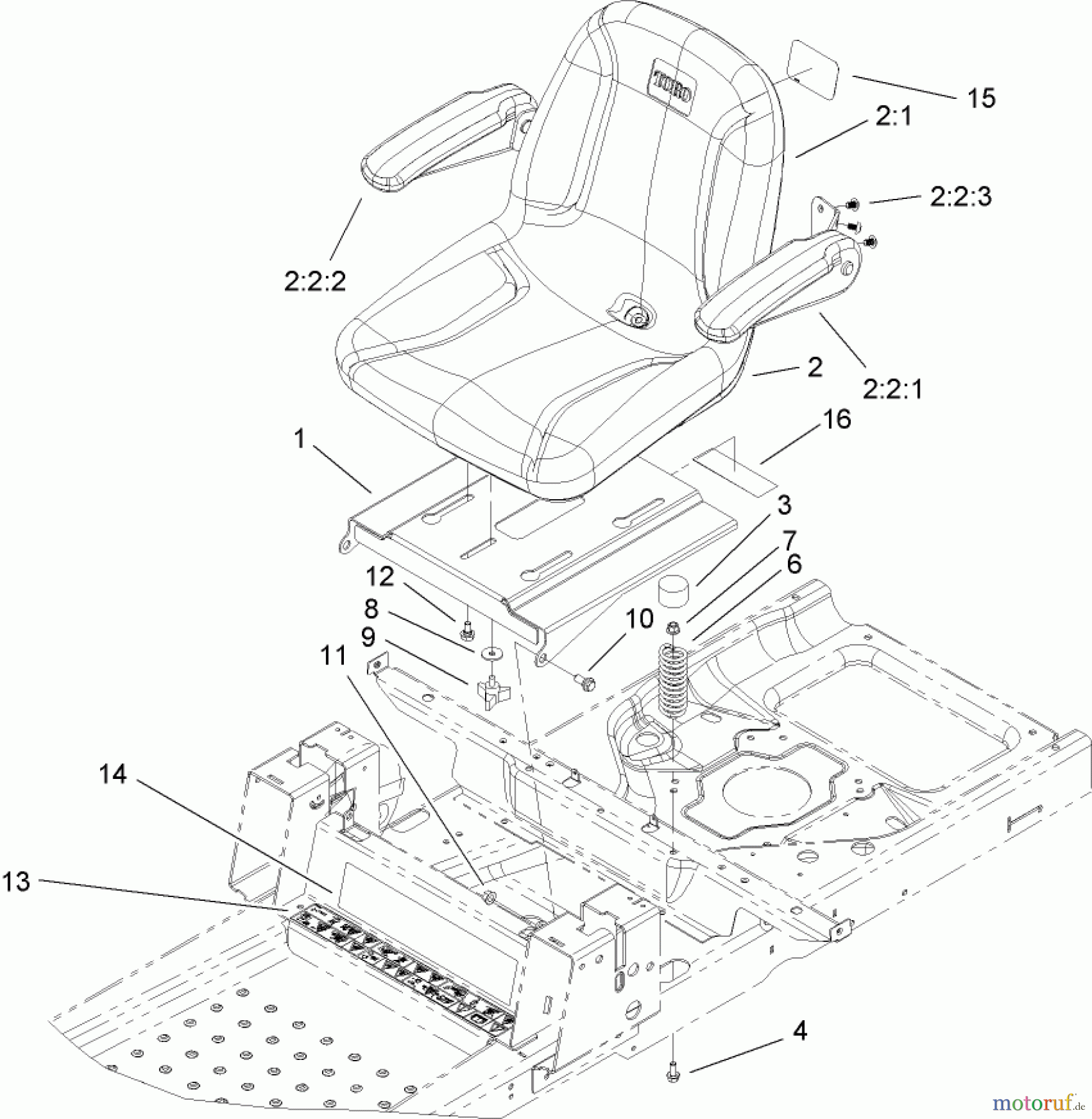  Toro Neu Mowers, Zero-Turn 74374 (Z5040) - Toro TimeCutter Z5040 Riding Mower, 2007 (270000001-270999999) SEAT ASSEMBLY