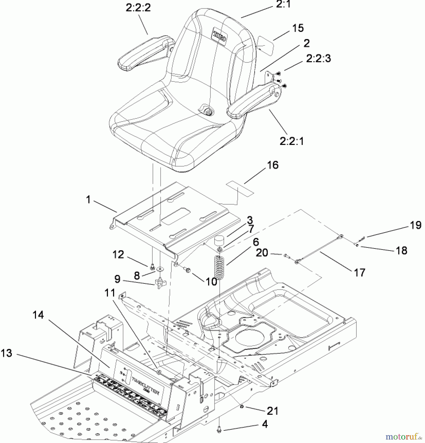 Toro Neu Mowers, Zero-Turn 74374 (Z5040) - Toro TimeCutter Z5040 Riding Mower, 2008 (280000001-280999999) SEAT ASSEMBLY