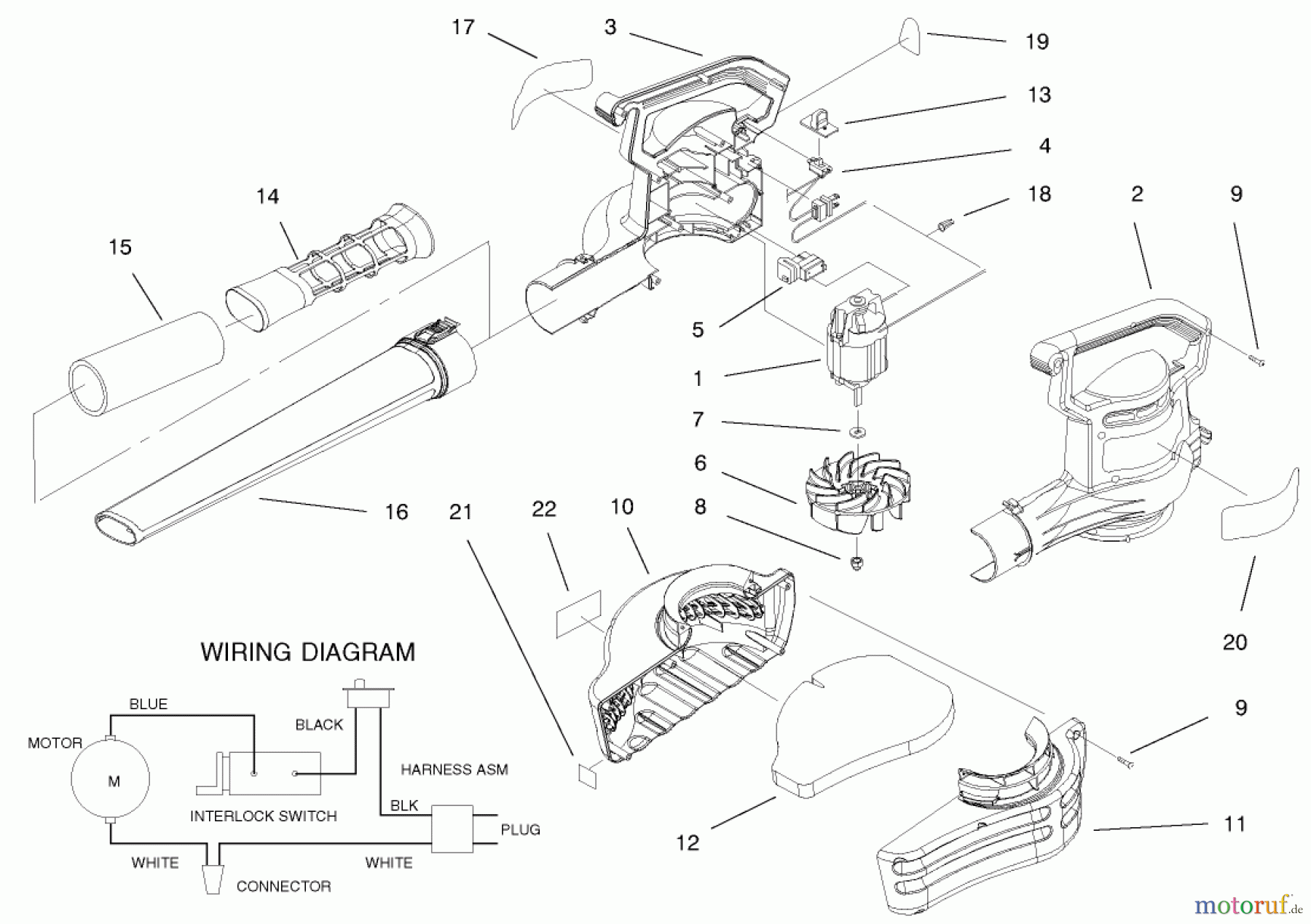 Toro Neu Blowers/Vacuums/Chippers/Shredders 51589 - Toro Quiet Blower Vac, 1999 (99500000-99999999) BLOWERVAC ASSEMBLY