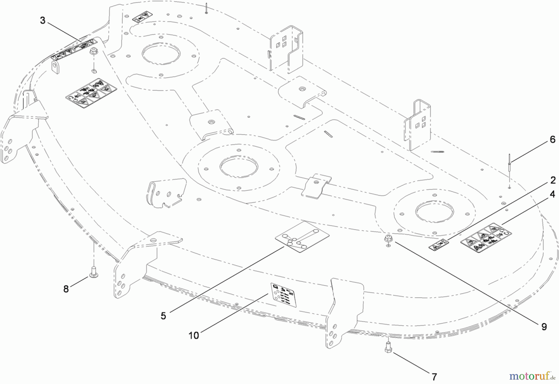 Toro Neu Mowers, Zero-Turn 74375 (Z5060) - Toro TimeCutter Z5060 Riding Mower, 2010 (310000001-310999999) 50 INCH DECK AND DECAL ASSEMBLY NO. 117-1291