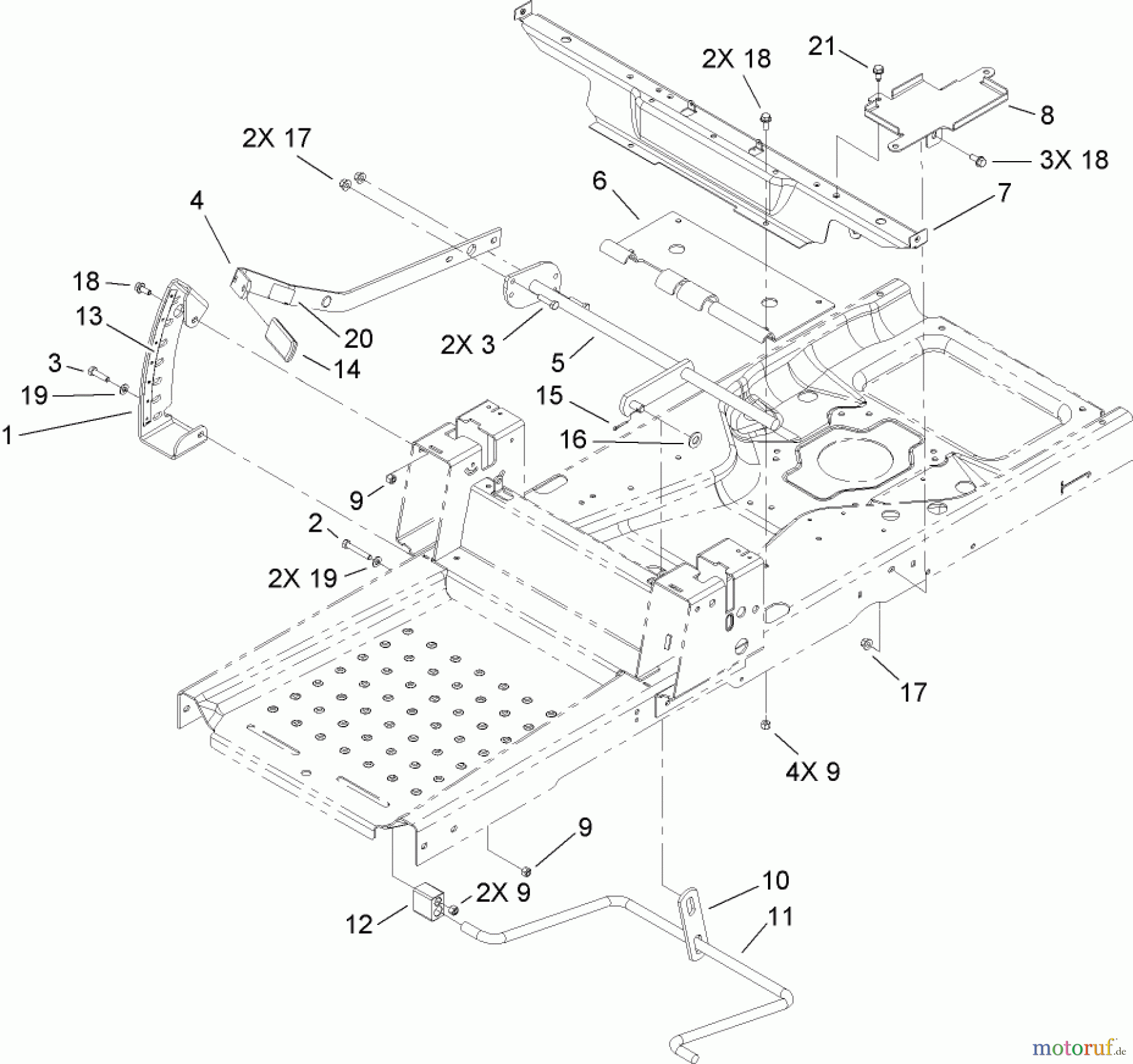  Toro Neu Mowers, Zero-Turn 74380 (Z4200) - Toro TimeCutter Z4200 Riding Mower, 2007 (270000001-270999999) DECK LIFT AND SEAT SUPPORT ASSEMBLY