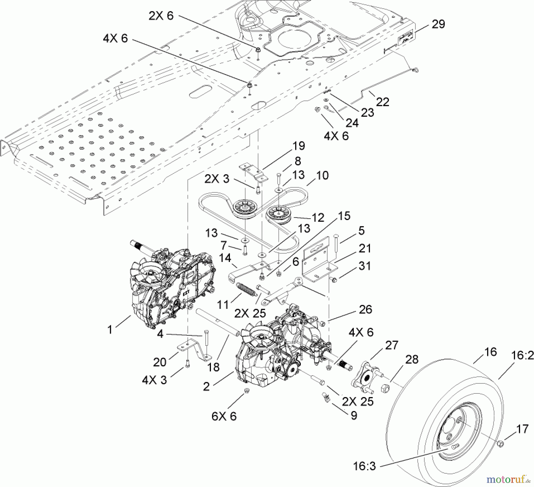 Toro Neu Mowers, Zero-Turn 74380 (Z4200) - Toro TimeCutter Z4200 Riding Mower, 2007 (270000001-270999999) HYDRO DRIVE ASSEMBLY
