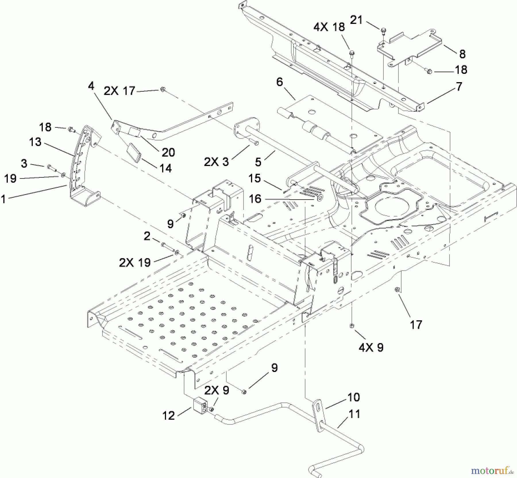 Toro Neu Mowers, Zero-Turn 74380 (Z4200) - Toro TimeCutter Z4200 Riding Mower, 2009 (290000001-290000325) DECK LIFT AND SEAT SUPPORT ASSEMBLY