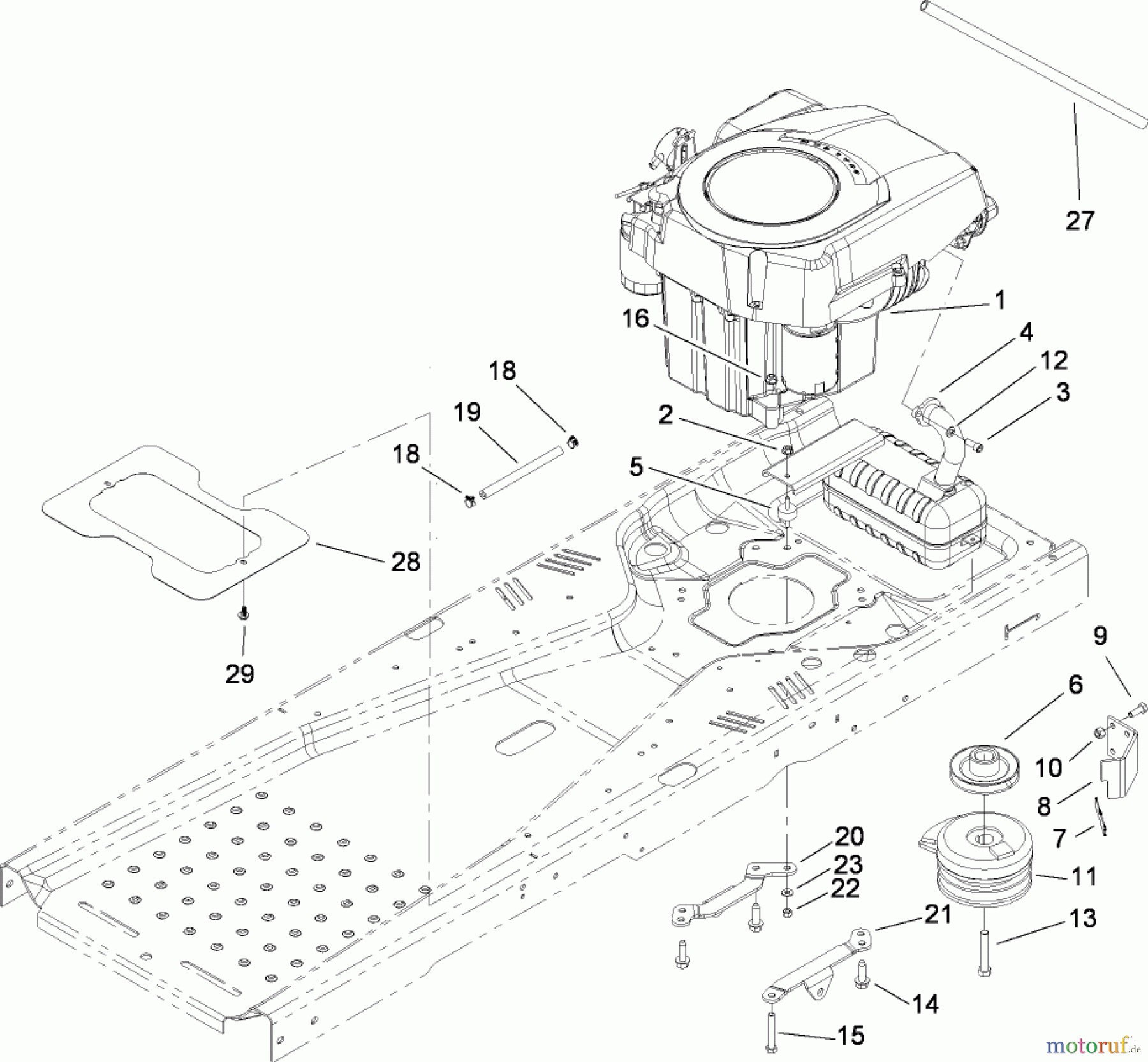 Toro Neu Mowers, Zero-Turn 74380 (Z4200) - Toro TimeCutter Z4200 Riding Mower, 2009 (290000326-290999999) ENGINE AND CLUTCH ASSEMBLY