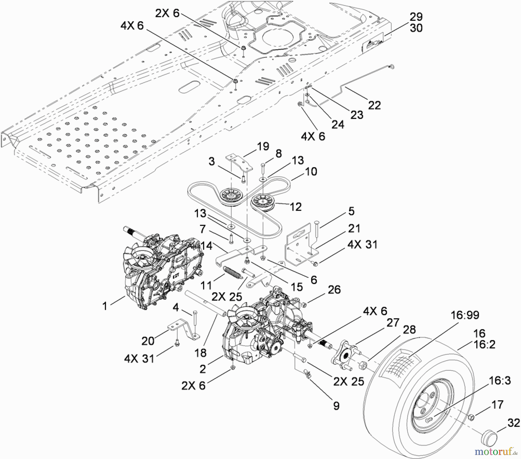  Toro Neu Mowers, Zero-Turn 74380 (Z4200) - Toro TimeCutter Z4200 Riding Mower, 2009 (290000326-290999999) HYDRO DRIVE ASSEMBLY