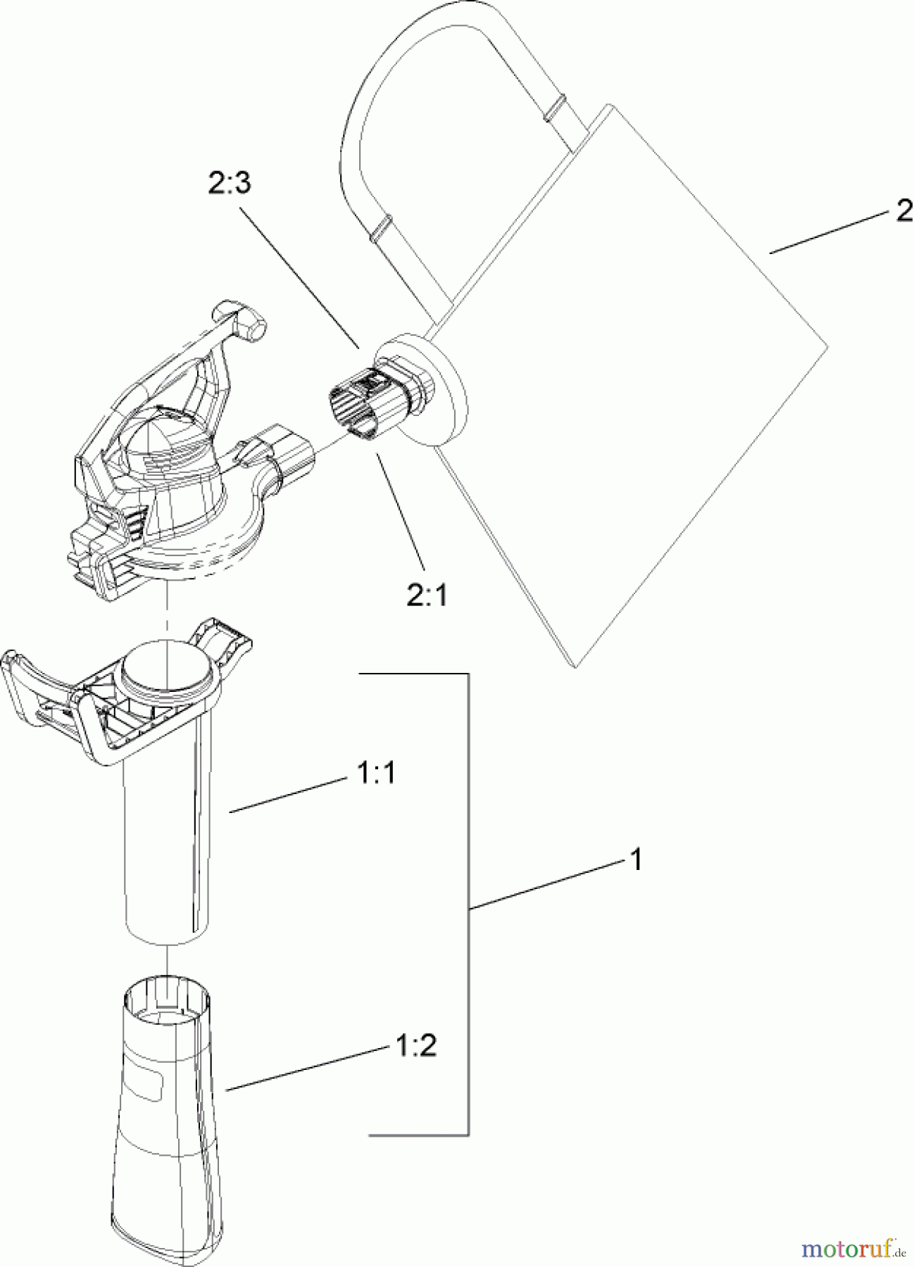 Toro Neu Blowers/Vacuums/Chippers/Shredders 51591 - Toro Super Blower/Vacuum, 2006 (260000001-260999999) VACUUM TUBE AND BAG ASSEMBLY