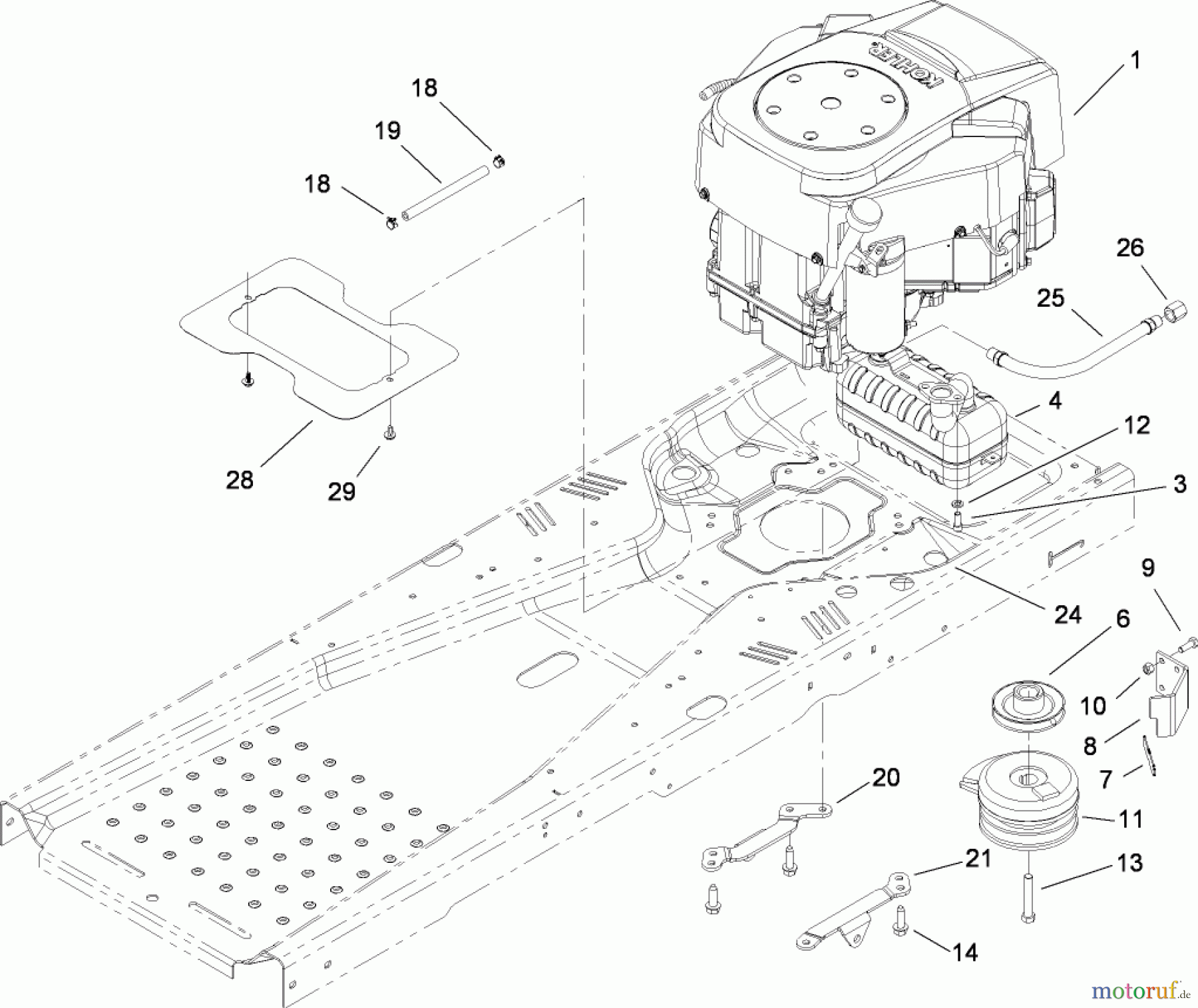 Toro Neu Mowers, Zero-Turn 74381 (Z4202) - Toro TimeCutter Z4202 Riding Mower, 2008 (280000001-280999999) ENGINE AND CLUTCH ASSEMBLY