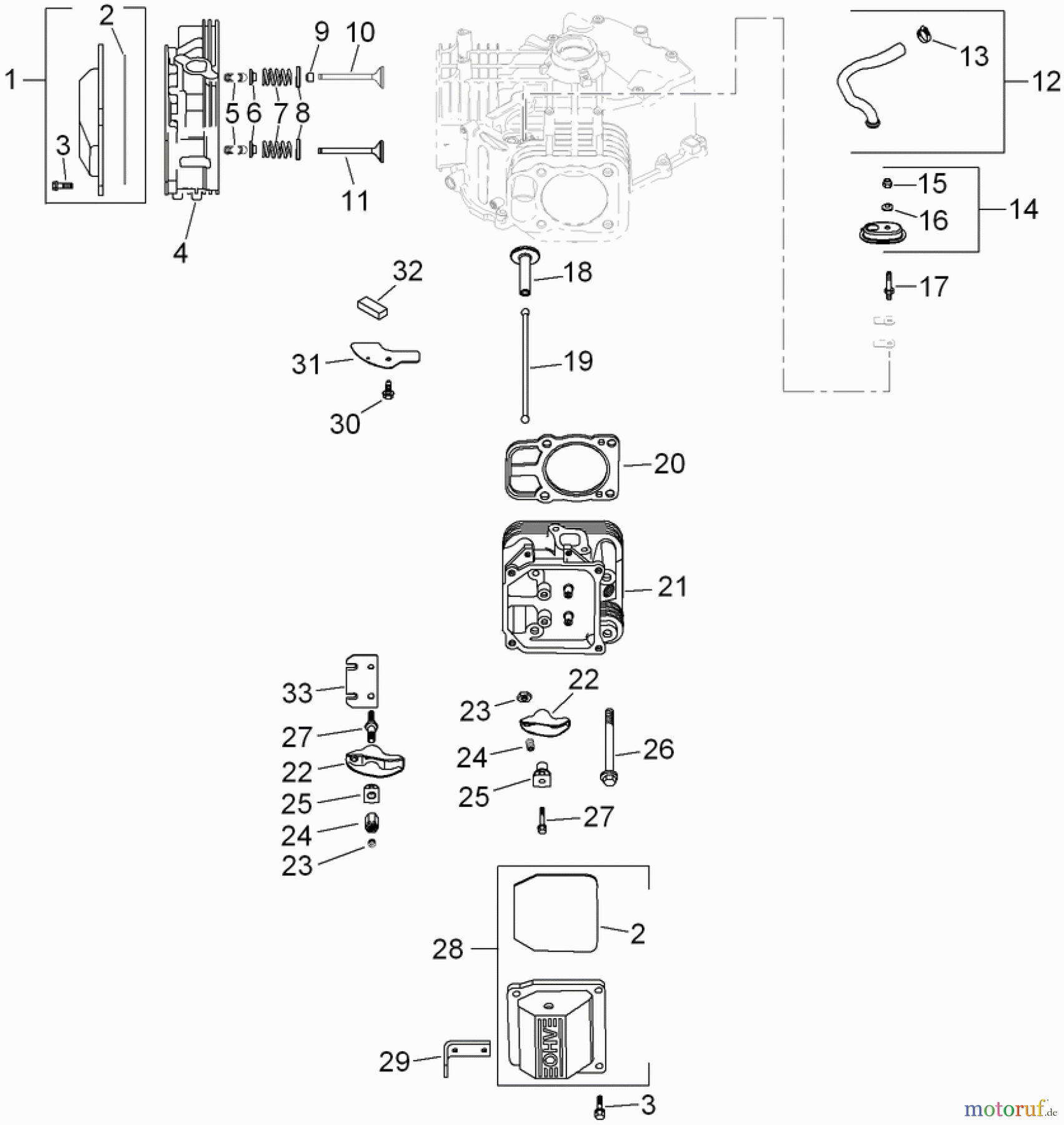 Toro Neu Mowers, Zero-Turn 74381 (Z4202) - Toro TimeCutter Z4202 Riding Mower, 2008 (280000001-280999999) HEAD, VALVE AND BREATHER ASSEMBLY KOHLER SV710-0027