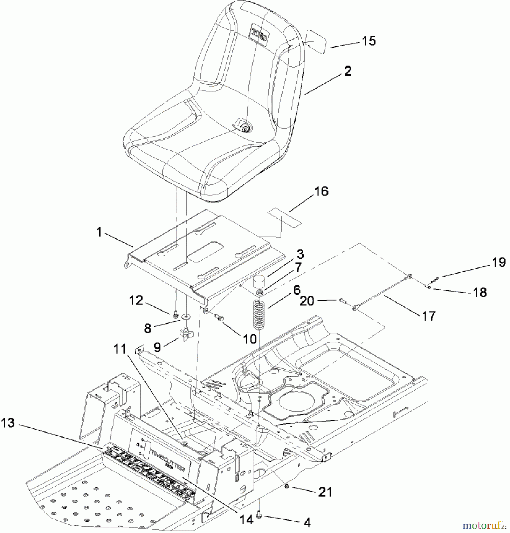  Toro Neu Mowers, Zero-Turn 74381 (Z4202) - Toro TimeCutter Z4202 Riding Mower, 2008 (280000001-280999999) SEAT ASSEMBLY