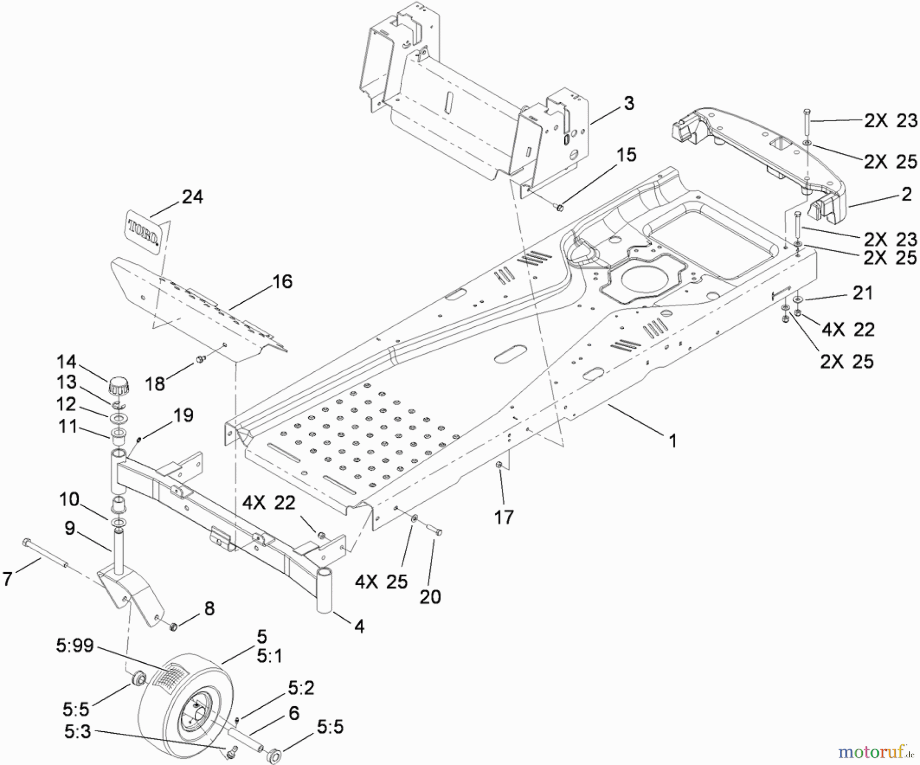 Toro Neu Mowers, Zero-Turn 74381 (Z4202) - Toro TimeCutter Z4202 Riding Mower, 2009 (290000001-290000210) FRAME ASSEMBLY