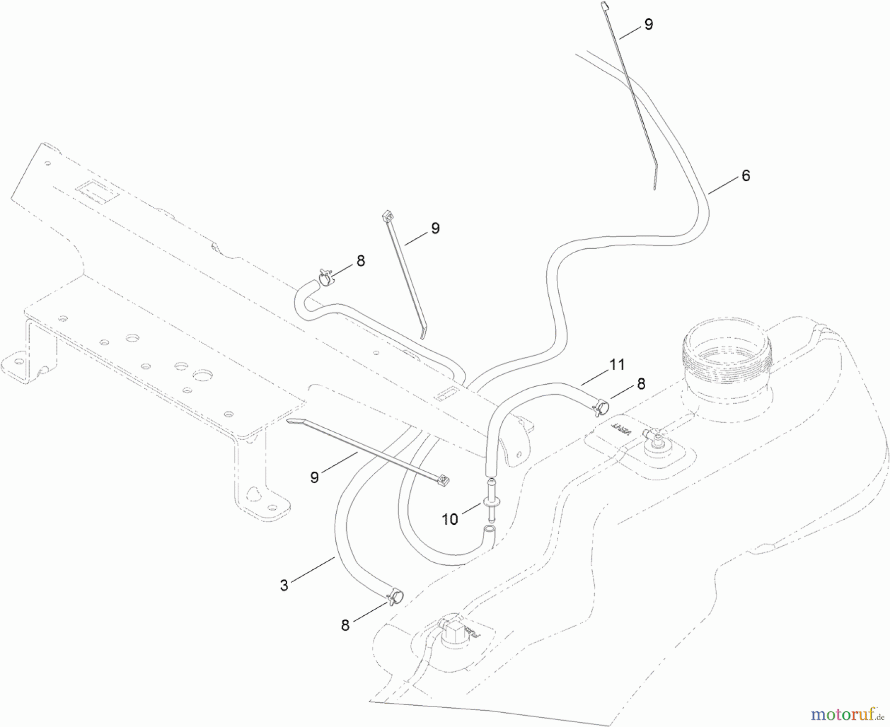 Toro Neu Mowers, Zero-Turn 74386 (ZS 4200) - Toro TimeCutter ZS 4200 Riding Mower, 2012 (SN 312000001-312999999) FUEL DELIVERY ASSEMBLY