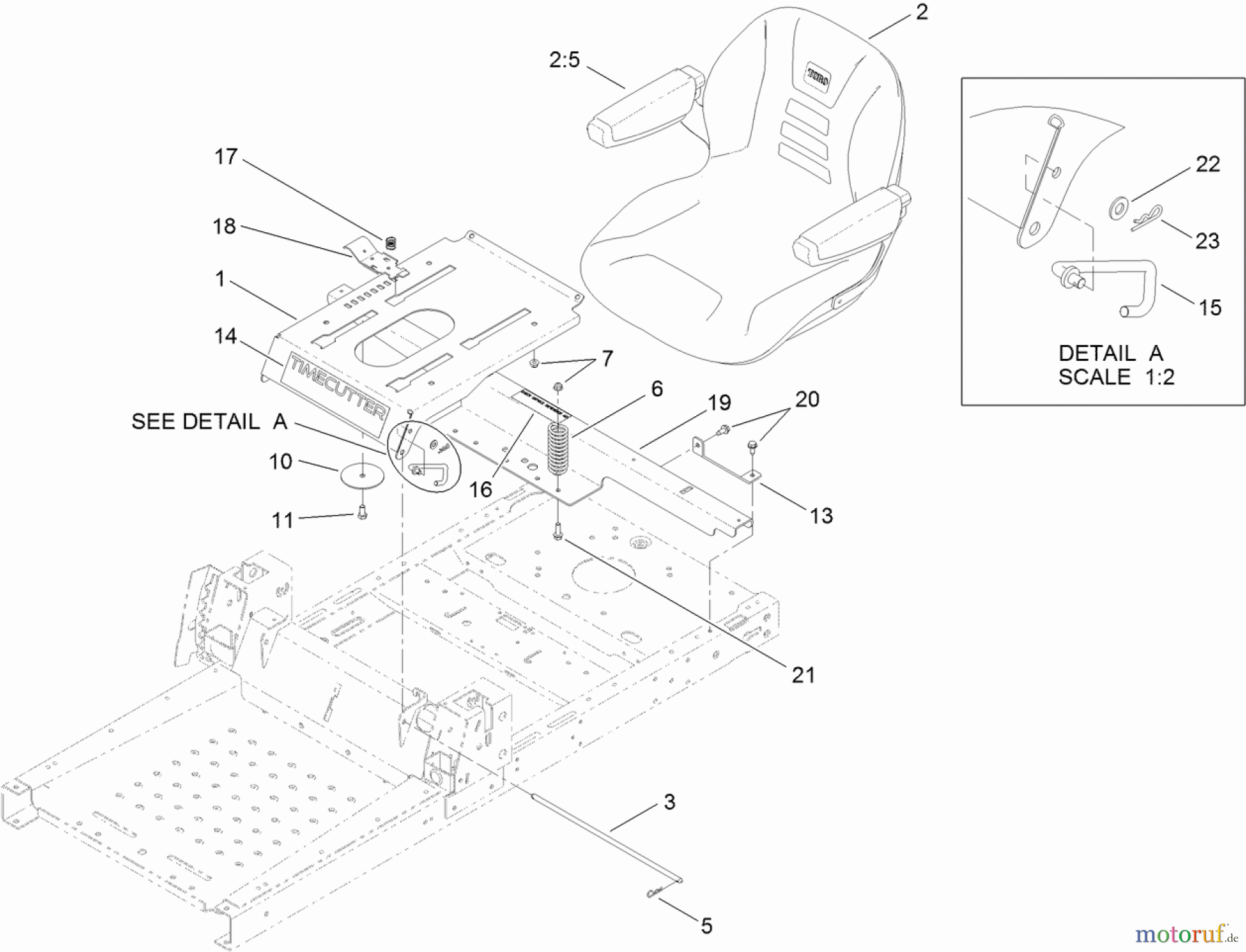  Toro Neu Mowers, Zero-Turn 74387 (ZS 5000) - Toro TimeCutter ZS 5000 Riding Mower, 2011 (311000001-311999999) SEAT ASSEMBLY
