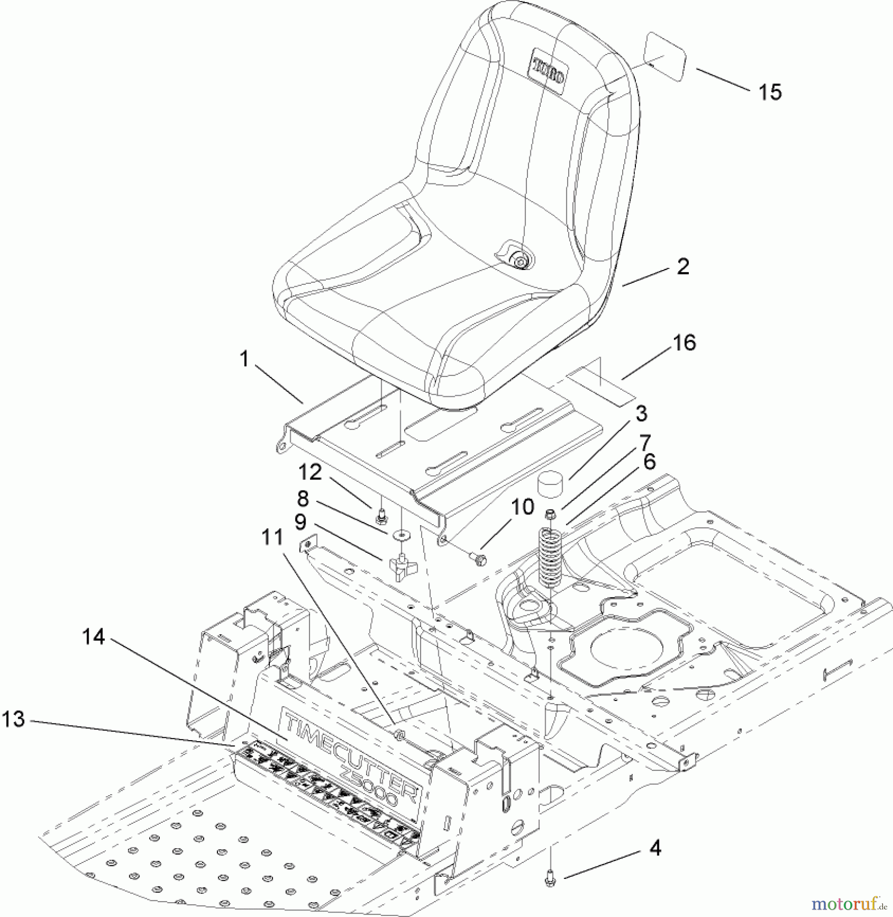  Toro Neu Mowers, Zero-Turn 74391 (Z5000) - Toro TimeCutter Z5000 Riding Mower, 2007 (270000001-270999999) SEAT ASSEMBLY