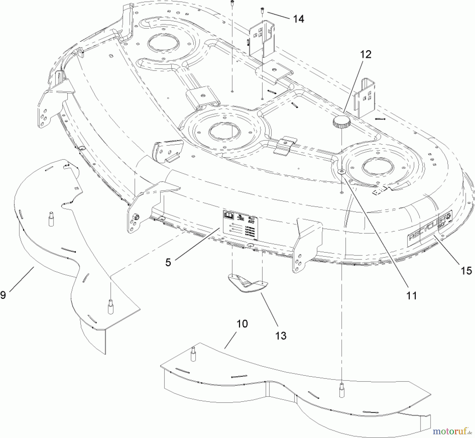  Toro Neu Mowers, Zero-Turn 74391 (Z5000) - Toro TimeCutter Z5000 Riding Mower, 2009 (290000001-290000225) 50 INCH DECK RECYCLER ASSEMBLY