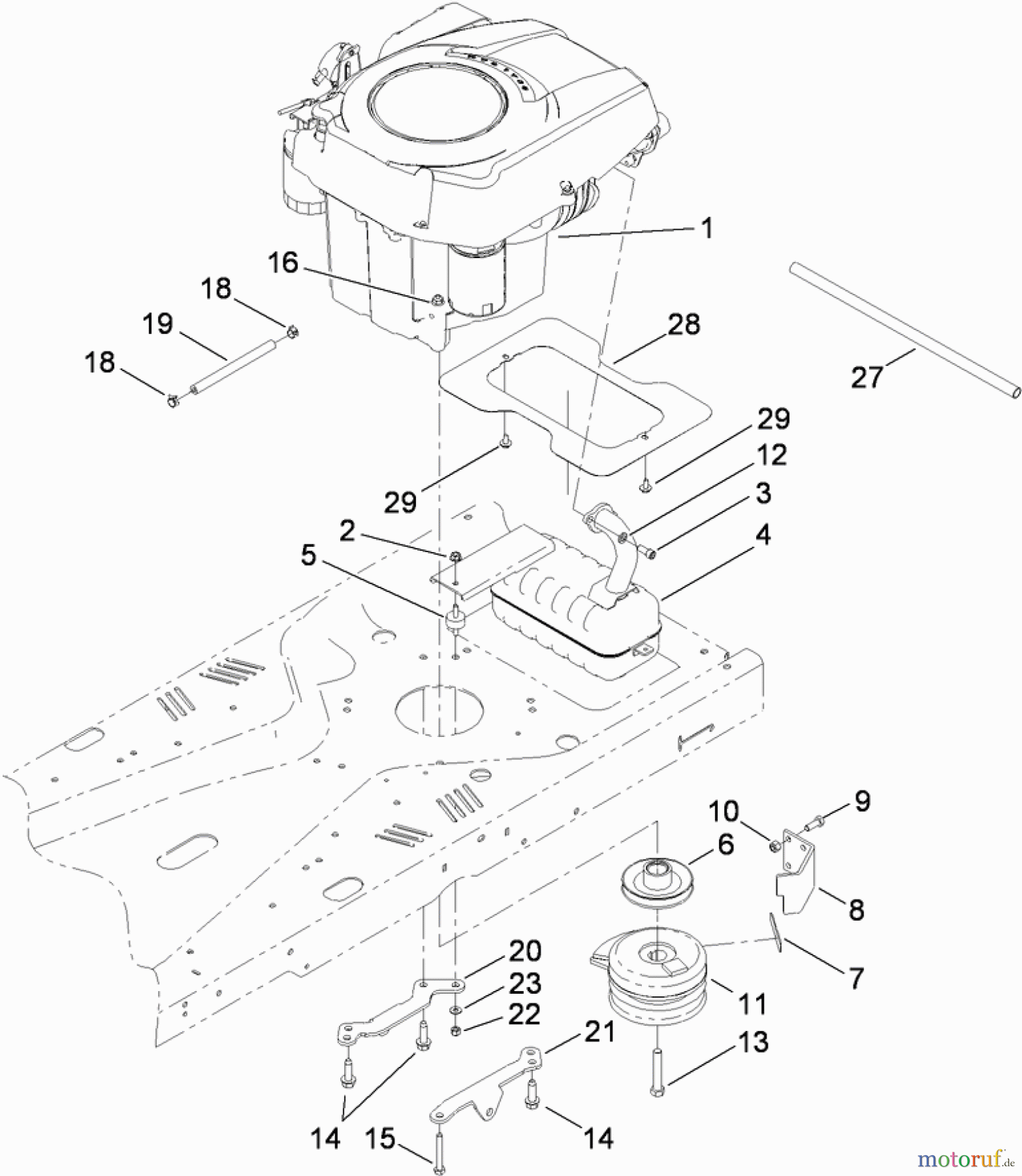  Toro Neu Mowers, Zero-Turn 74391 (Z5000) - Toro TimeCutter Z5000 Riding Mower, 2009 (290000001-290000225) ENGINE AND CLUTCH ASSEMBLY