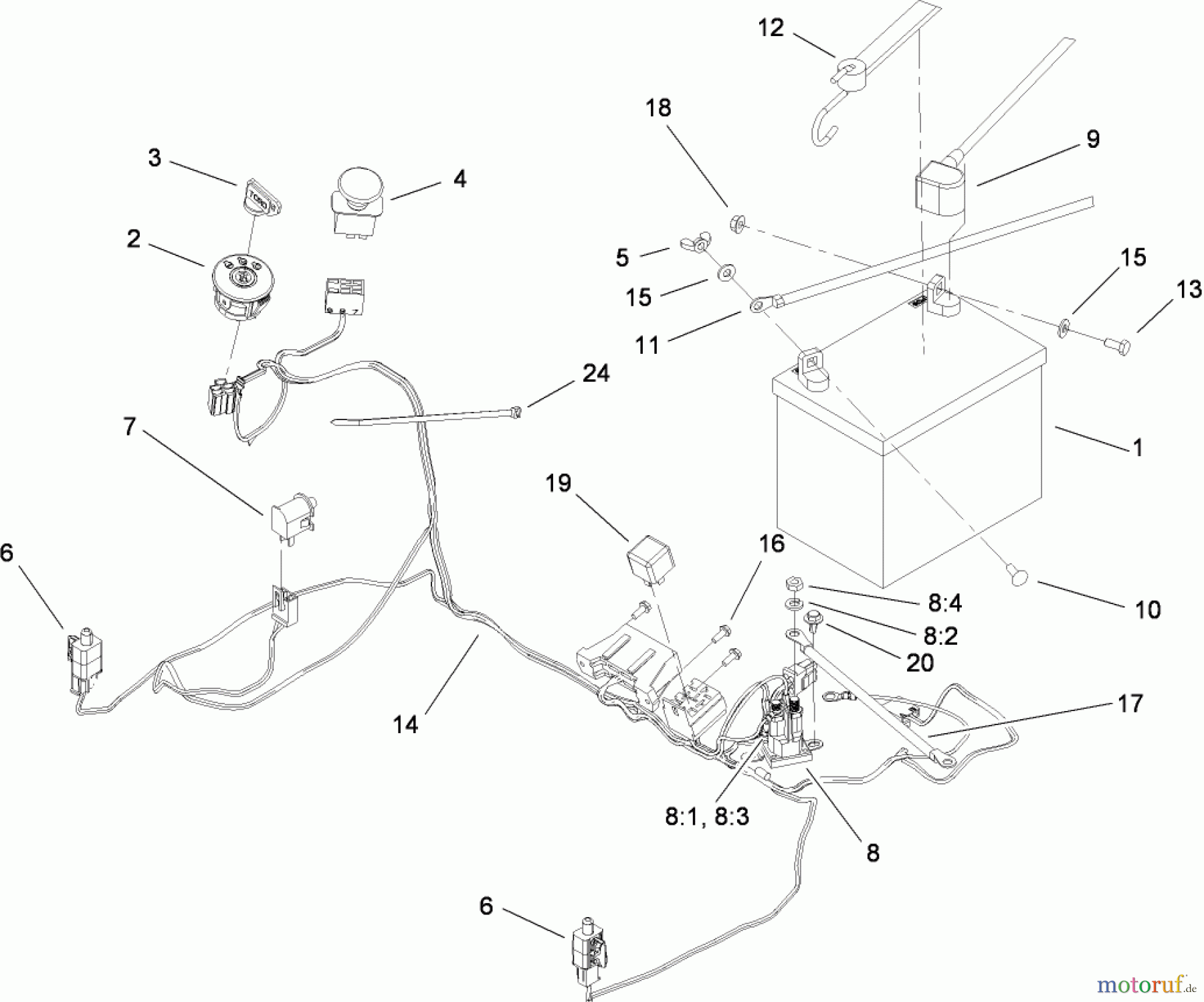 Toro Neu Mowers, Zero-Turn 74399 (Z5020) - Toro TimeCutter Z5020 Riding Mower, 2008 (280000001-280999999) ELECTRICAL ASSEMBLY