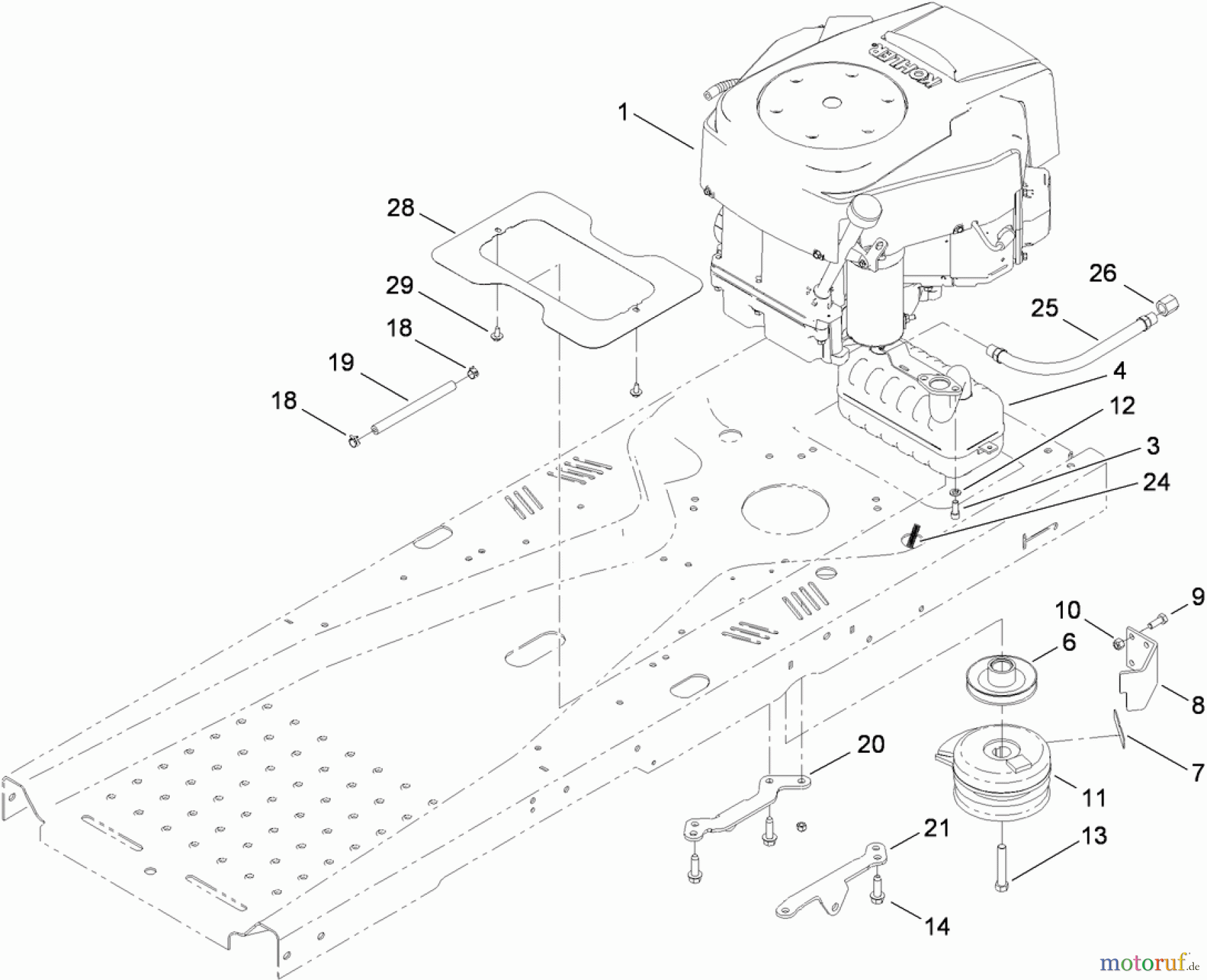 Toro Neu Mowers, Zero-Turn 74399 (Z5020) - Toro TimeCutter Z5020 Riding Mower, 2009 (290000440-290999999) ENGINE AND CLUTCH ASSEMBLY