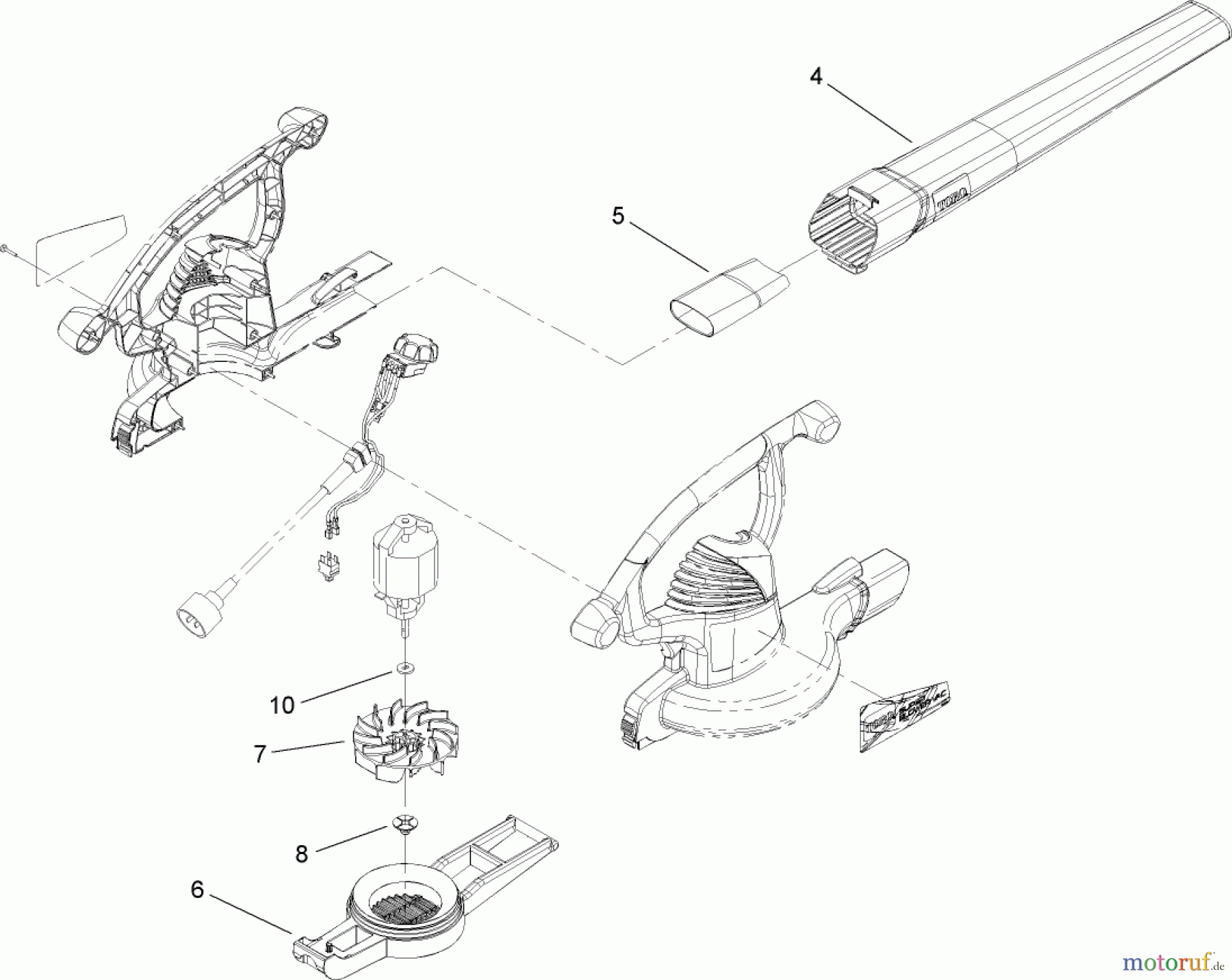 Toro Neu Blowers/Vacuums/Chippers/Shredders 51594 - Toro Ultra Blower/Vacuum, 2010 (310000001-310999999) TUBE AND IMPELLER ASSEMBLY
