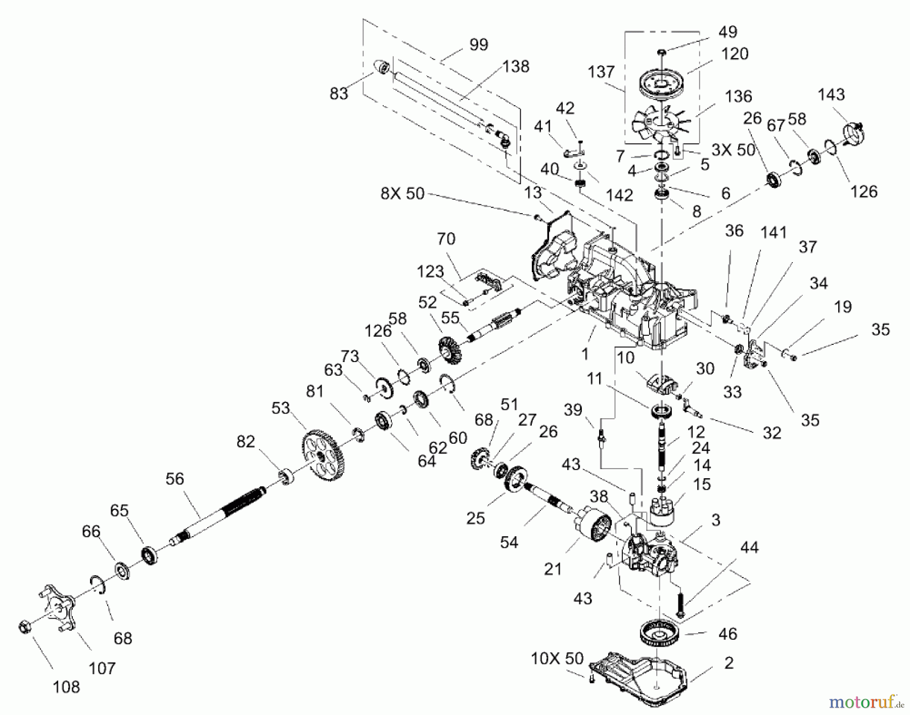 Toro Neu Mowers, Zero-Turn 74401 (17-44ZX) - Toro 17-44ZX TimeCutter ZX Riding Mower, 2003 (230000001-230999999) RH HYDRO TRANSAXLE ASSEMBLY NO. 107-1708