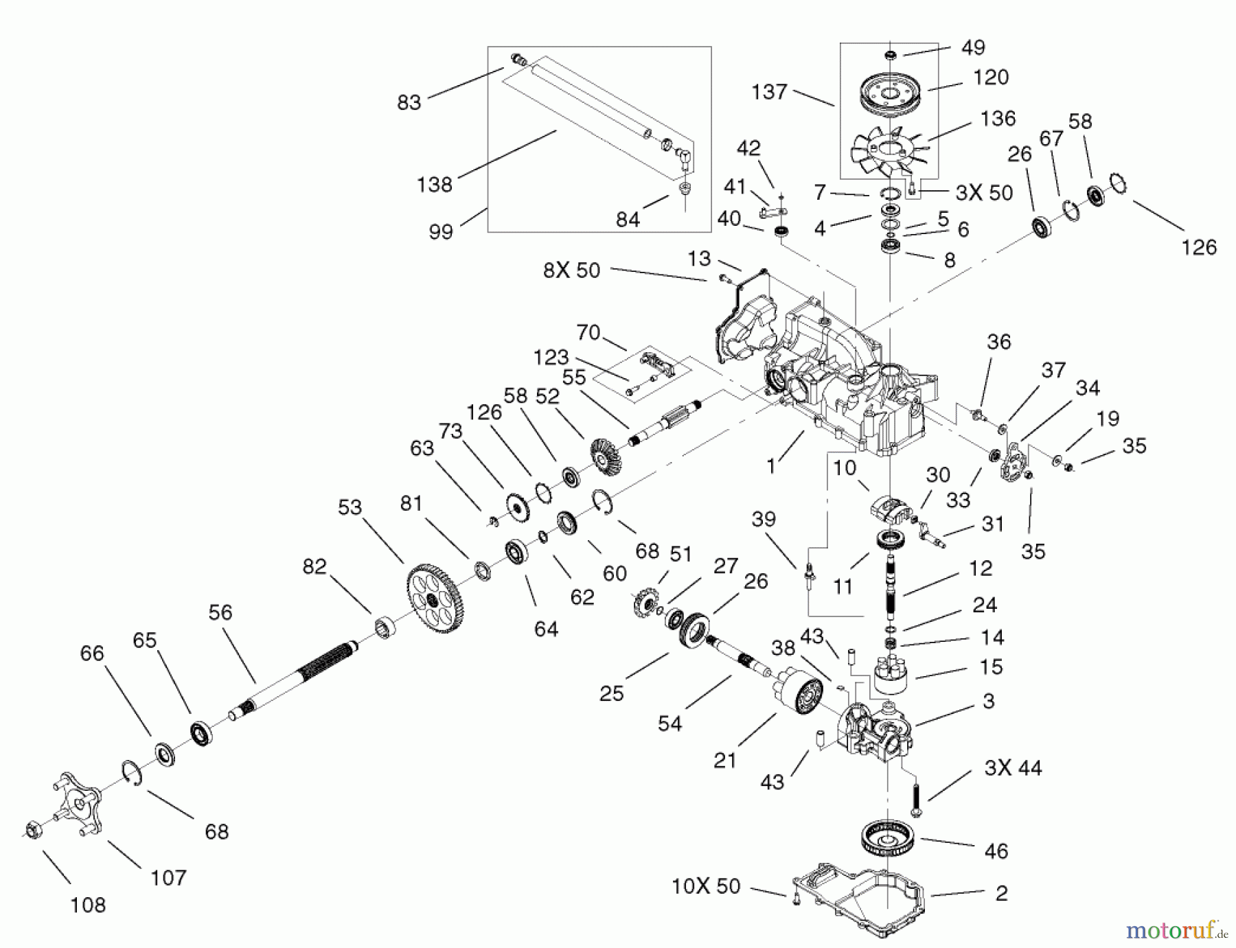 Toro Neu Mowers, Zero-Turn 74401 (Z17-44) - Toro Z17-44 TimeCutter Z Riding Mower, 2002 (220000001-220999999) RH HYDRO TRANSAXLE ASSEMBLY NO. 100-7360
