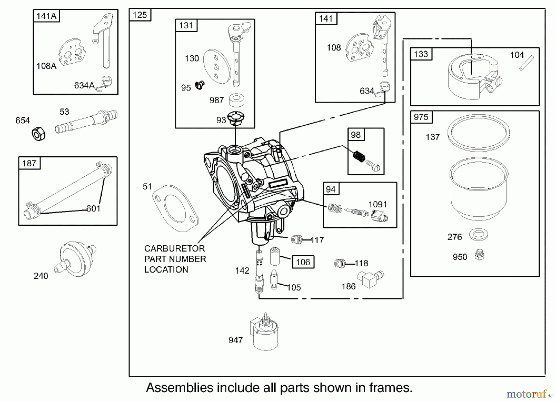  Toro Neu Mowers, Zero-Turn 74402 (14-38Z) - Toro 14-38Z TimeCutter Z Riding Mower, 2003 (230000001-230999999) CARBURETOR ASSEMBLY BRIGGS AND STRATTON 280H07-0166-E1