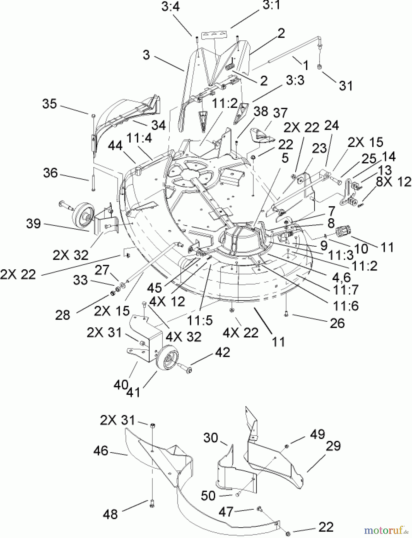 Toro Neu Mowers, Zero-Turn 74402 (14-38Z) - Toro 14-38Z TimeCutter Z Riding Mower, 2004 (240000001-240999999) 38IN DECK ASSEMBLY