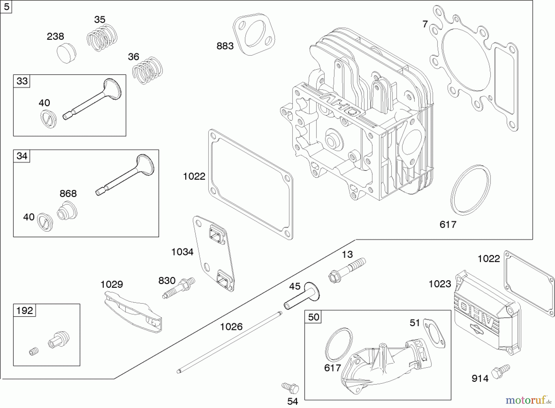  Toro Neu Mowers, Zero-Turn 74402 (Z380) - Toro TimeCutter Z380 Riding Mower, 2005 (250000001-250999999) CYLINDER HEAD ASSEMBLY BRIGGS AND STRATTON 280H07-0166-E1