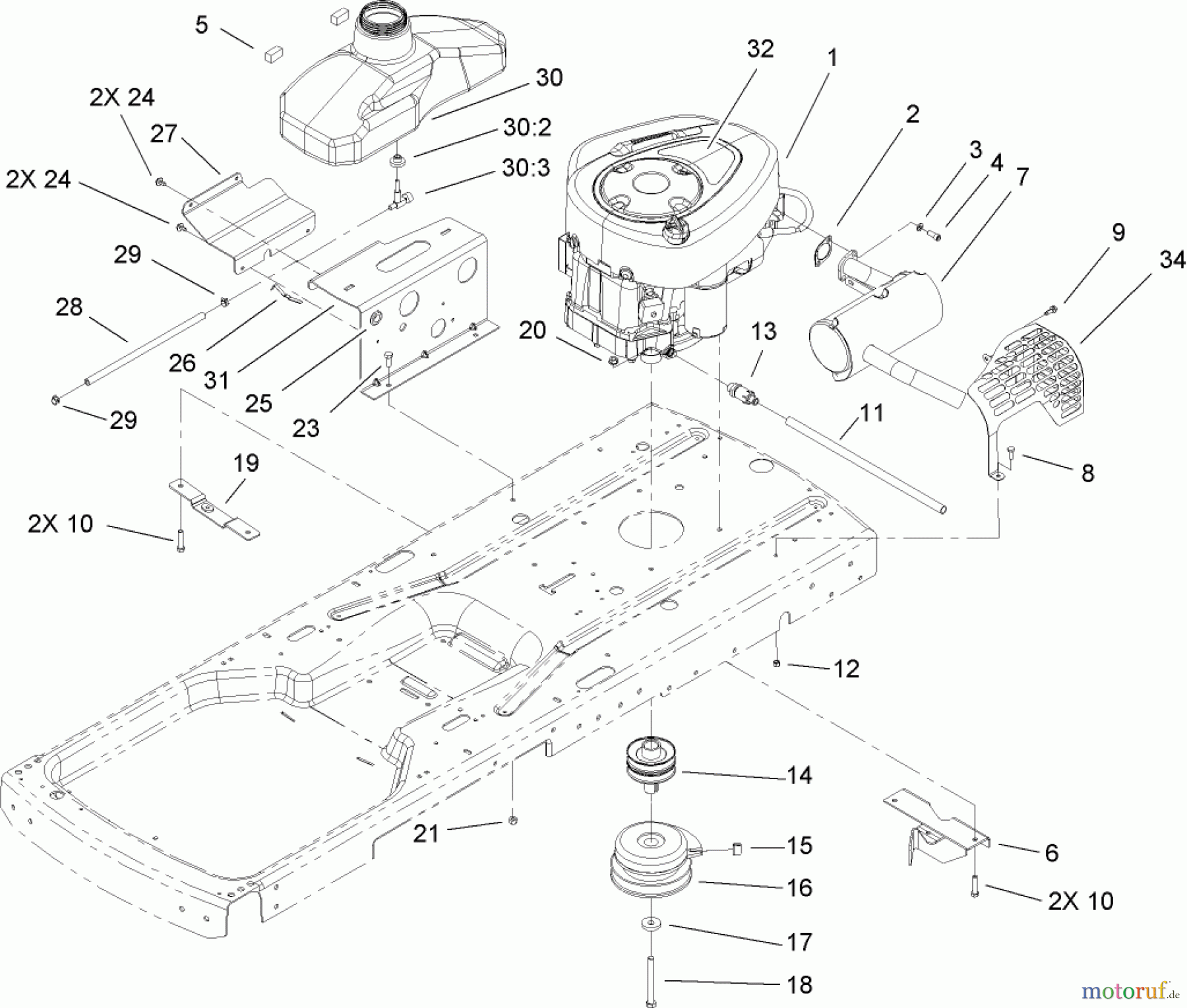  Toro Neu Mowers, Zero-Turn 74402 (Z380) - Toro TimeCutter Z380 Riding Mower, 2006 (260000001-260999999) ENGINE ASSEMBLY