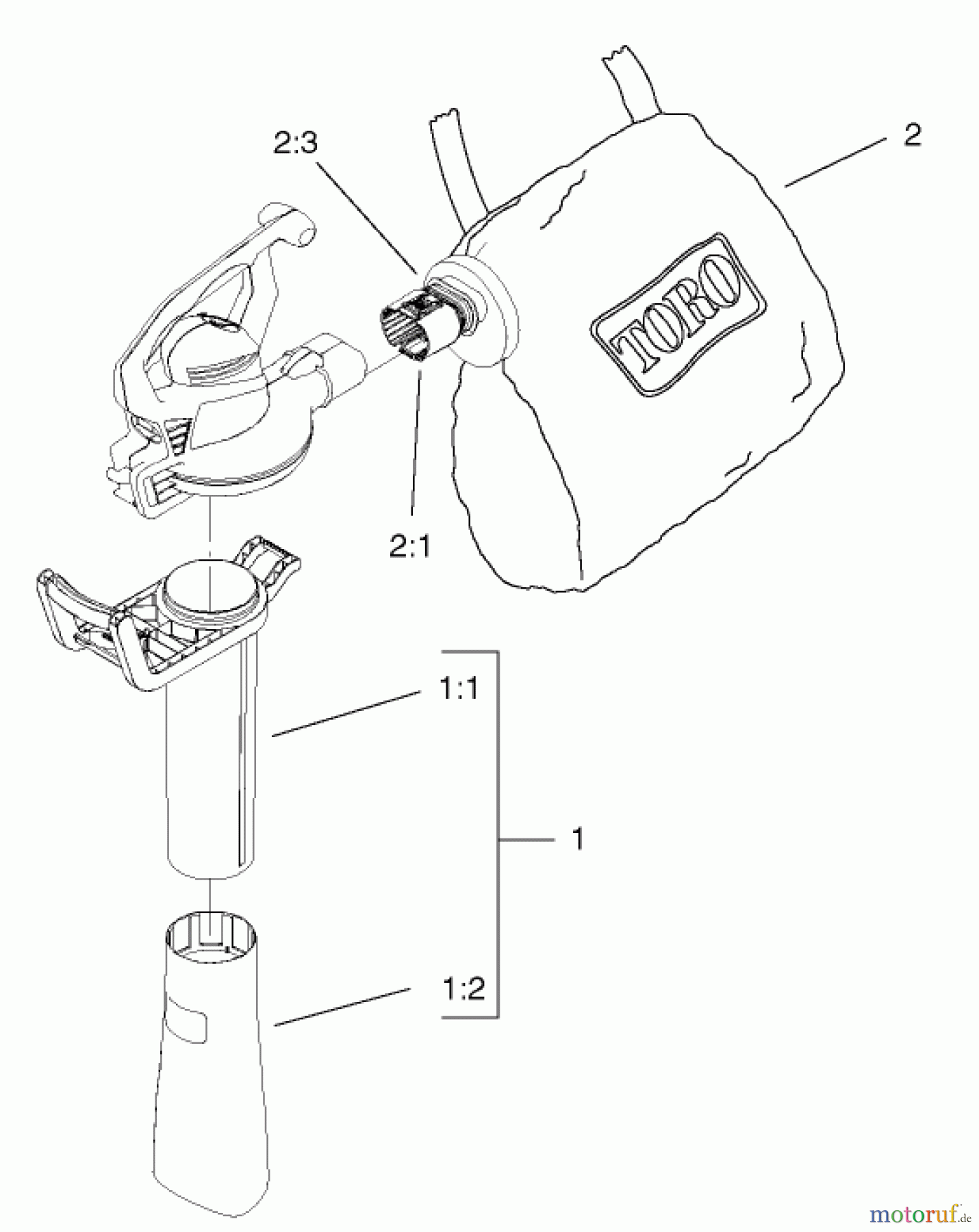  Toro Neu Blowers/Vacuums/Chippers/Shredders 51598 (225) - Toro Ultra 225 Blower/Vacuum, 2004 (240000001-240999999) VACUUM TUBE AND BAG ASSEMBLY
