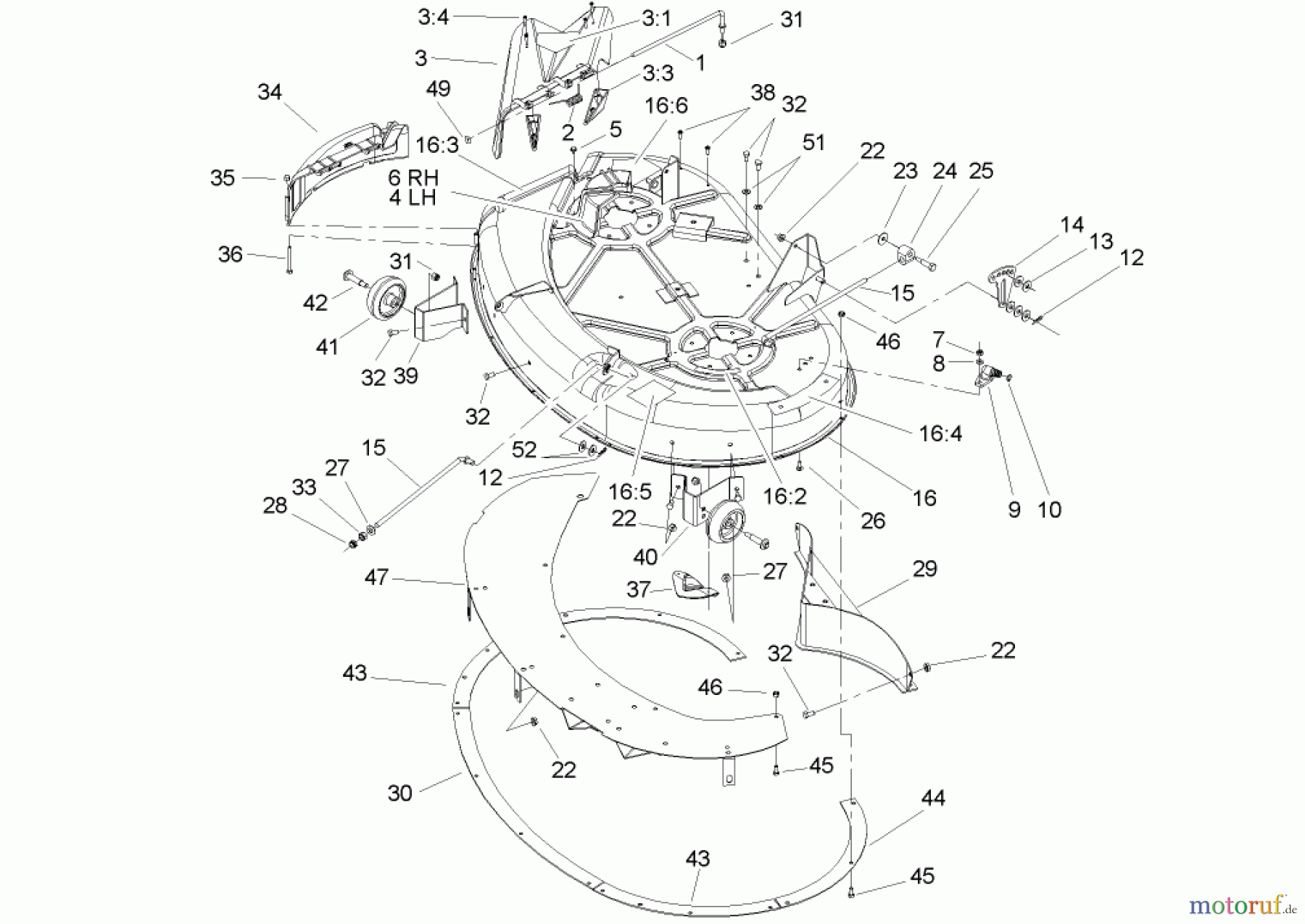  Toro Neu Mowers, Zero-Turn 74403 (16-42Z) - Toro 16-42Z TimeCutter Z Riding Mower, 2004 (240000001-240999999) 42IN DECK ASSEMBLY