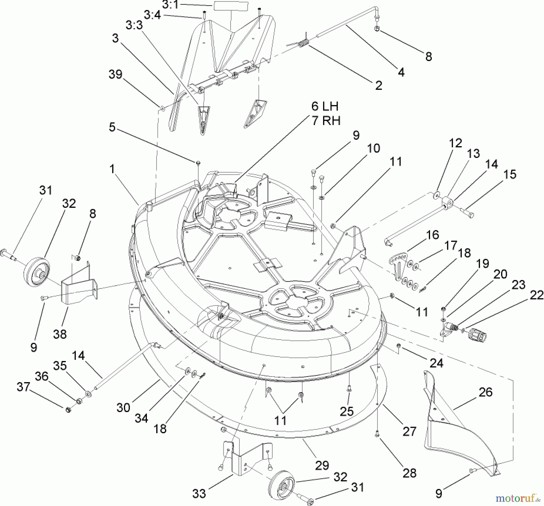  Toro Neu Mowers, Zero-Turn 74403 (Z420) - Toro TimeCutter Z420 Riding Mower, 2005 (250000001-250999999) 42 INCH DECK ASSEMBLY