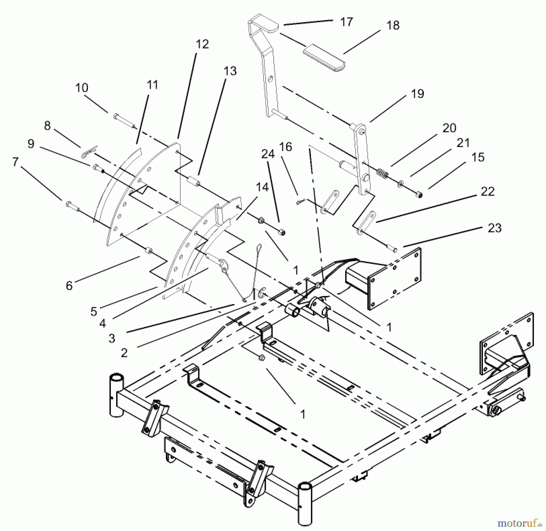 Toro Neu Mowers, Zero-Turn 74405 (18-52ZX) - Toro 18-52ZX TimeCutter ZX Riding Mower, 2003 (230000001-230999999) HEIGHT-OF-CUT HANDLE AND PLATE ASSEMBLY