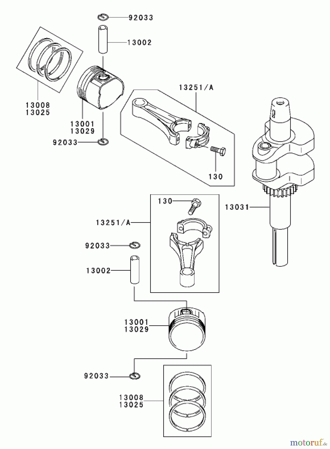  Toro Neu Mowers, Zero-Turn 74405 (18-52ZX) - Toro 18-52ZX TimeCutter ZX Riding Mower, 2004 (240000001-240999999) PISTON / CRANKSHAFT ASSEMBLY KAWASAKI FH531V-AS11