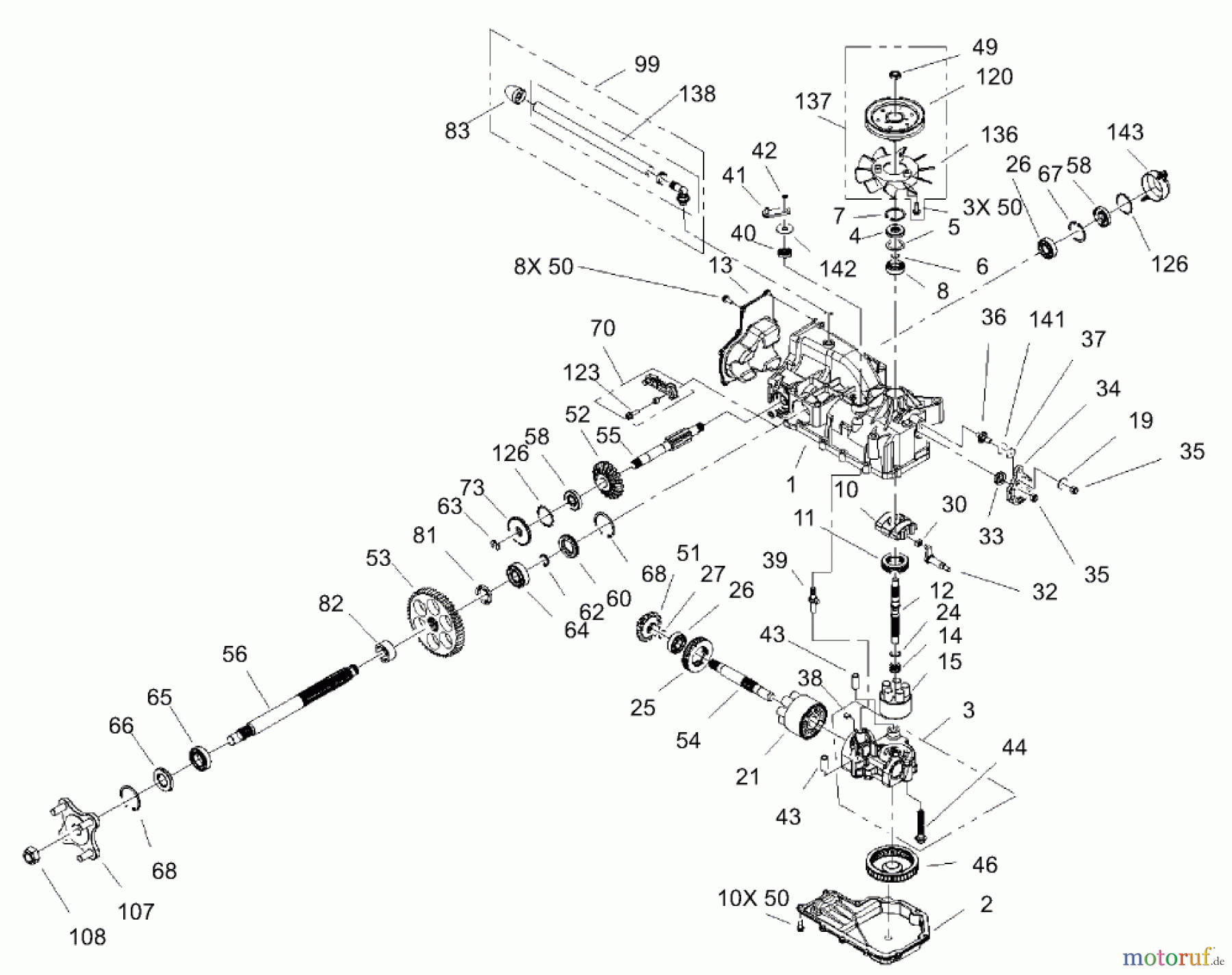  Toro Neu Mowers, Zero-Turn 74405 (18-52ZX) - Toro 18-52ZX TimeCutter ZX Riding Mower, 2004 (240000001-240999999) RH HYDRO TRANSAXLE ASSEMBLY NO. 107-1708