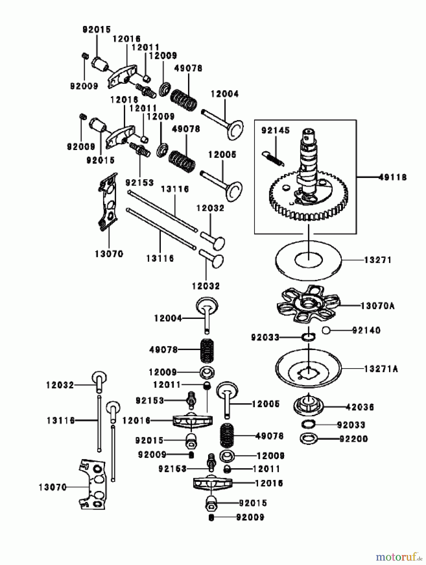 Toro Neu Mowers, Zero-Turn 74405 (18-52ZX) - Toro 18-52ZX TimeCutter ZX Riding Mower, 2004 (240000001-240999999) VALVE / CAMSHAFT ASSEMBLY KAWASAKI FH531V-AS11