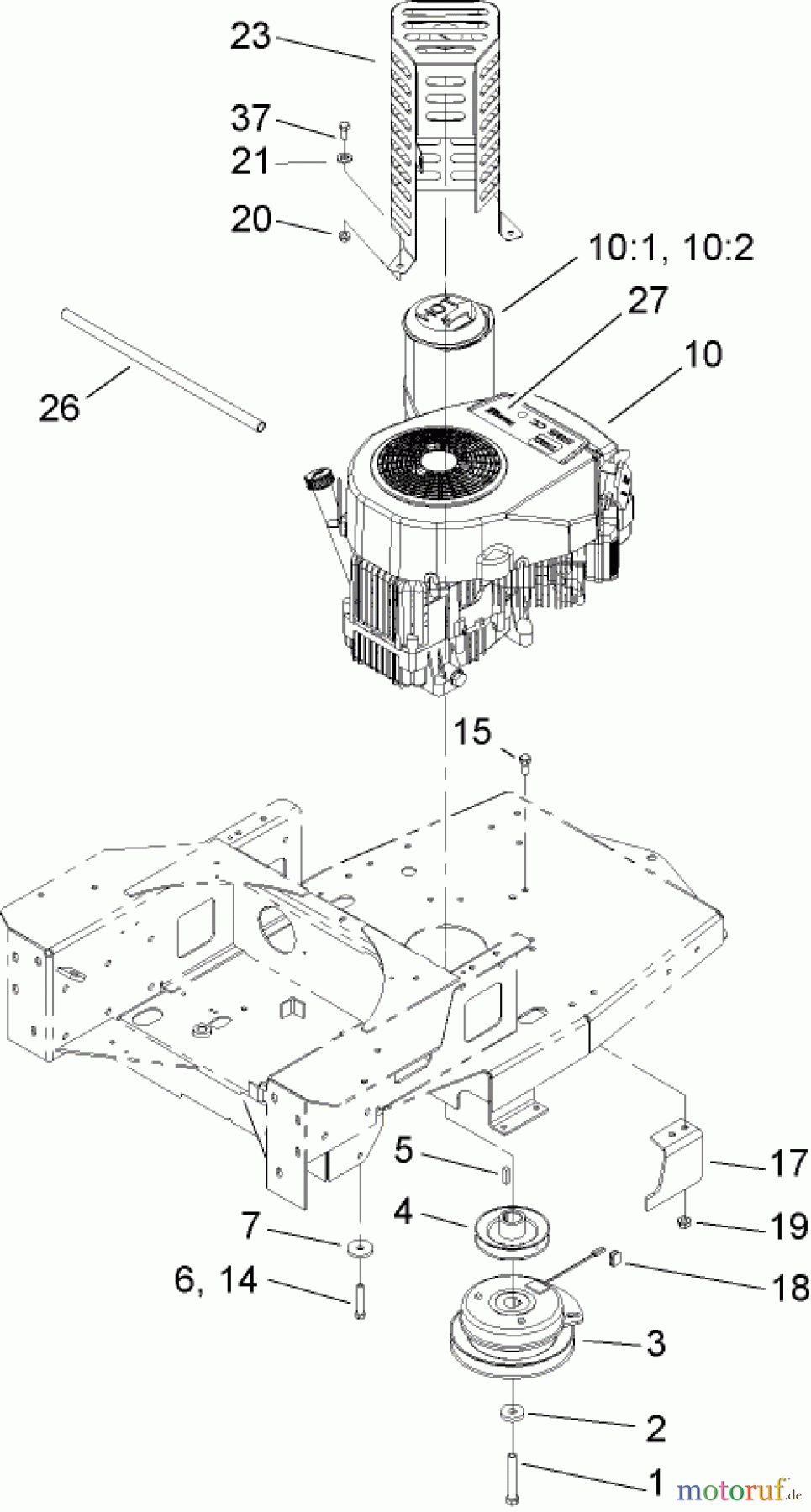  Toro Neu Mowers, Zero-Turn 74406 (ZX440) - Toro TimeCutter ZX440 Riding Mower, 2005 (250000001-250999999) ENGINE ASSEMBLY