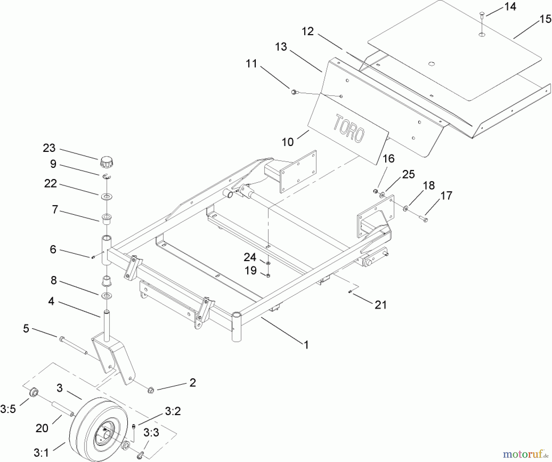  Toro Neu Mowers, Zero-Turn 74406 (ZX440) - Toro TimeCutter ZX440 Riding Mower, 2005 (250000001-250999999) FRONT FRAME ASSEMBLY