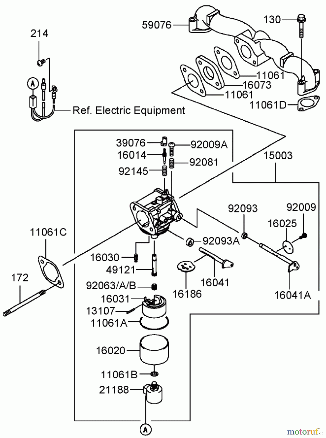 Toro Neu Mowers, Zero-Turn 74406 (ZX440) - Toro TimeCutter ZX440 Riding Mower, 2006 (260000001-260000240) CARBURETOR ASSEMBLY KAWASAKI FH541V-BS50-R