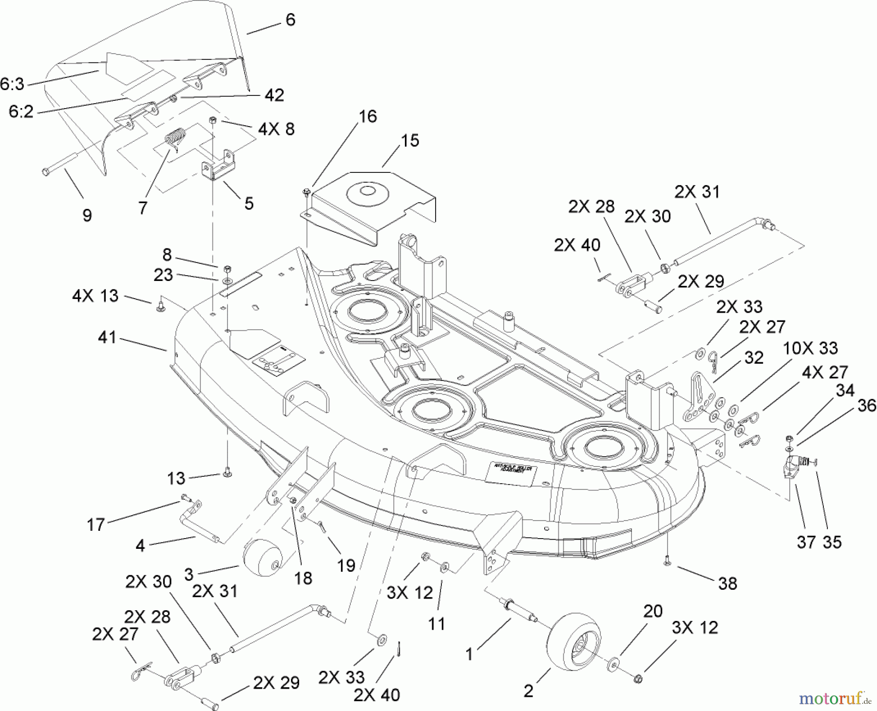 Toro Neu Mowers, Zero-Turn 74406 (ZX440) - Toro TimeCutter ZX440 Riding Mower, 2006 (260000241-260999999) 44IN DECK ASSEMBLY