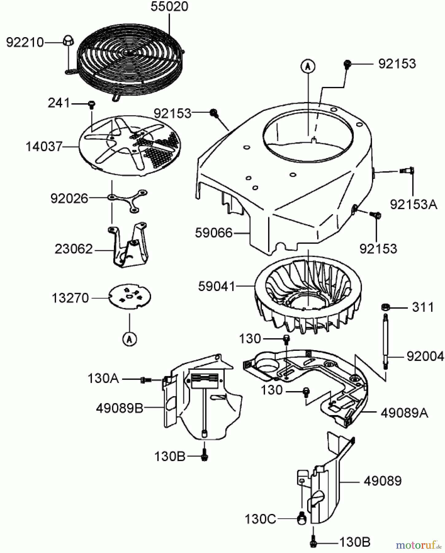  Toro Neu Mowers, Zero-Turn 74407 (ZX525) - Toro TimeCutter ZX525 Riding Mower, 2005 (250000001-250999999) COOLING EQUIPMENT ASSEMBLY KAWASAKI FH541V-AS50
