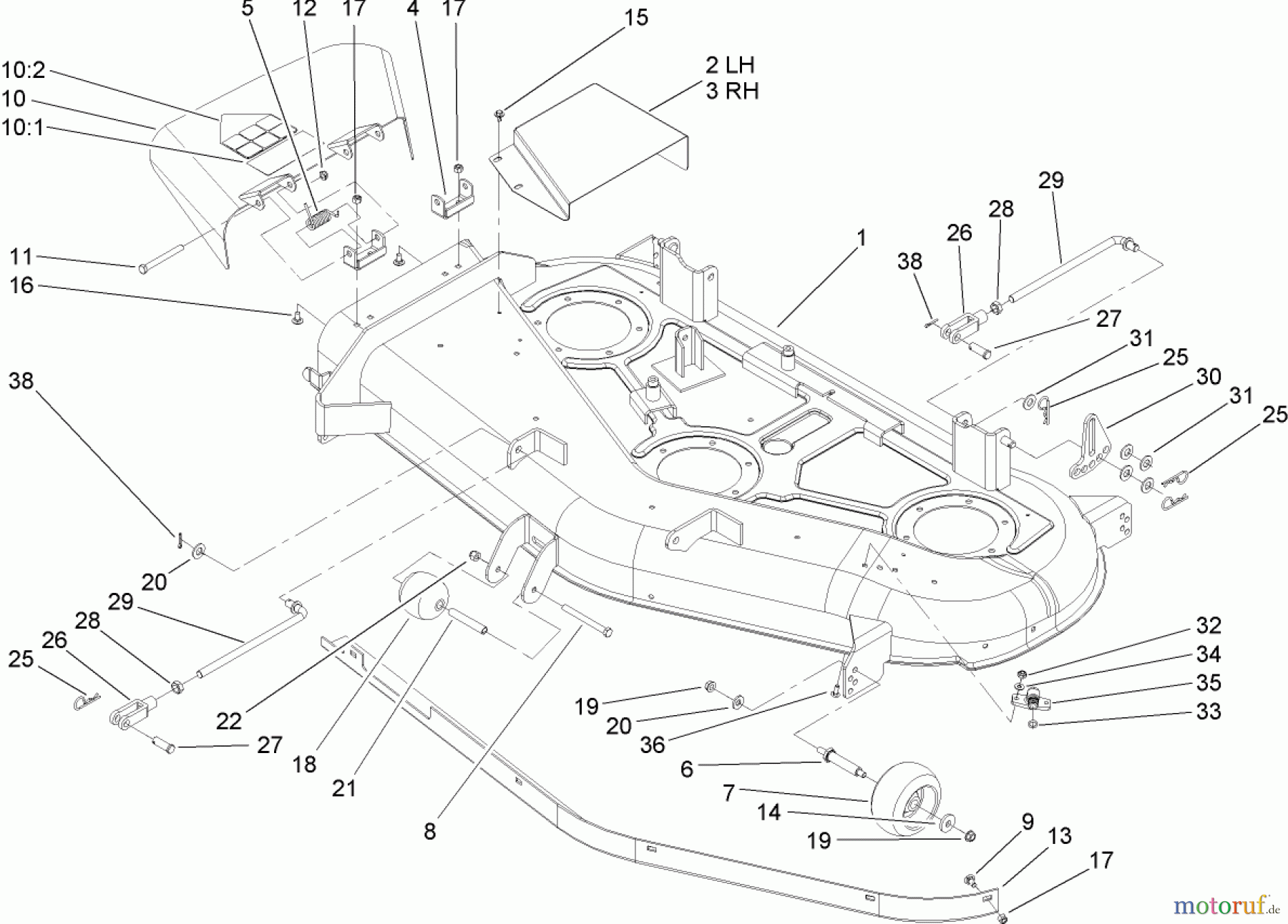  Toro Neu Mowers, Zero-Turn 74407 (ZX525) - Toro TimeCutter ZX525 Riding Mower, 2005 (250000001-250999999) DECK ASSEMBLY