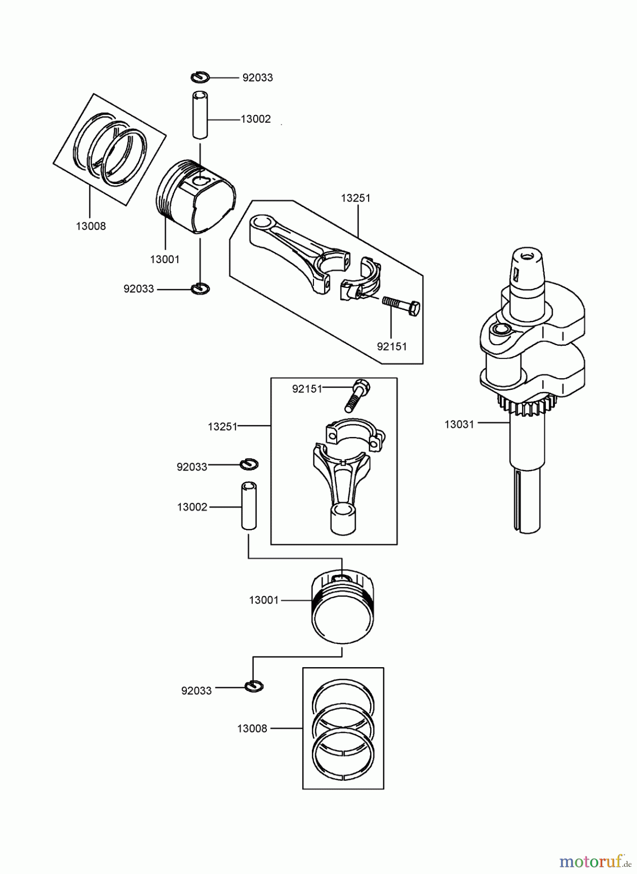 Toro Neu Mowers, Zero-Turn 74407 (ZX525) - Toro TimeCutter ZX525 Riding Mower, 2005 (250000001-250999999) PISTON AND CRANKSHAFT ASSEMBLY KAWASAKI FH541V-AS50