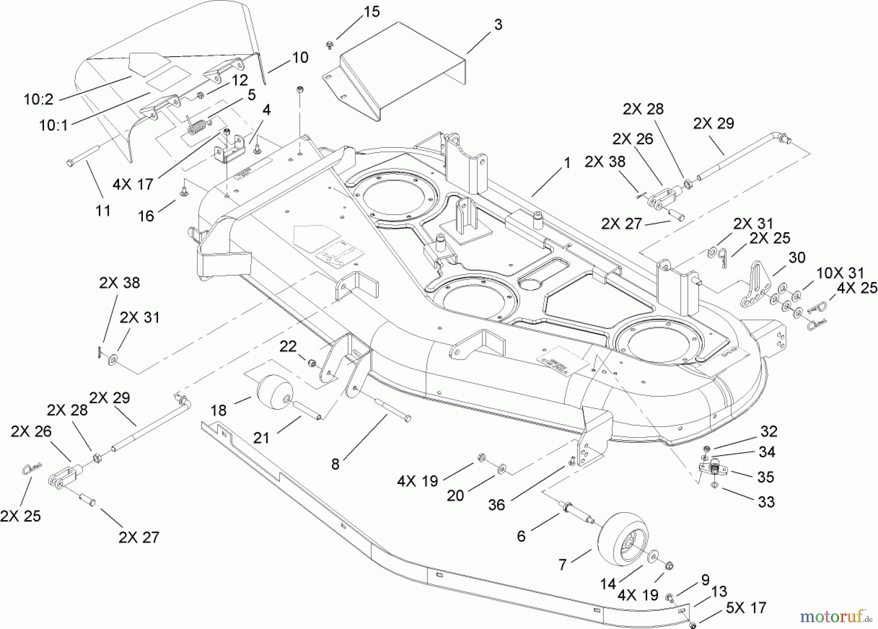 Toro Neu Mowers, Zero-Turn 74407 (ZX525) - Toro TimeCutter ZX525 Riding Mower, 2006 (260000001-260999999) 52IN DECK ASSEMBLY