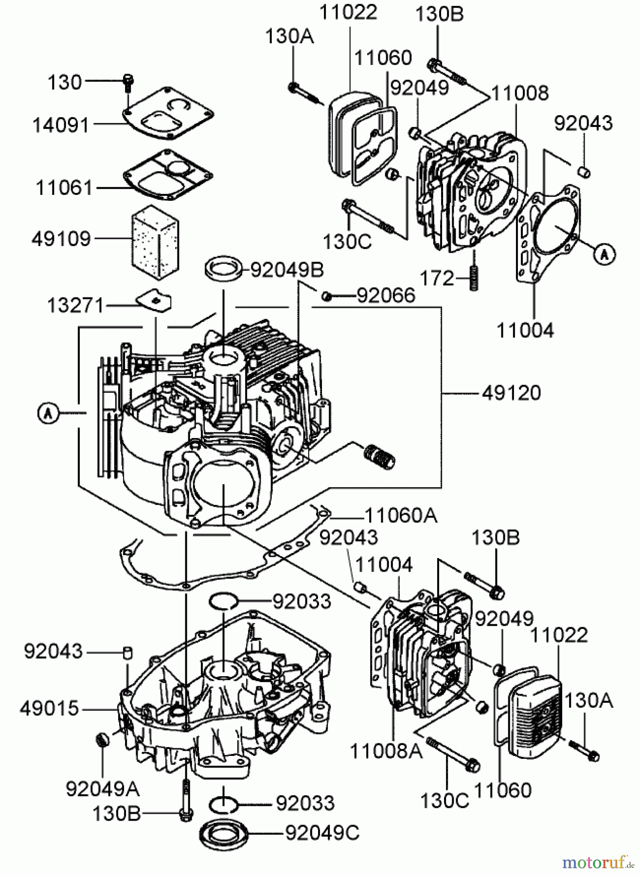  Toro Neu Mowers, Zero-Turn 74407 (ZX525) - Toro TimeCutter ZX525 Riding Mower, 2006 (260000001-260999999) CYLINDER AND CRANKCASE ASSEMBLY KAWASAKI FH541V-BS50-R