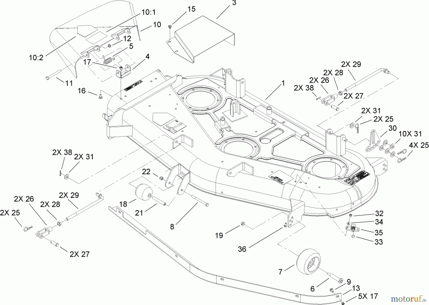 Toro Neu Mowers, Zero-Turn 74407 (ZX525) - Toro TimeCutter ZX525 Riding Mower, 2007 (270000001-270999999) 52 INCH DECK ASSEMBLY