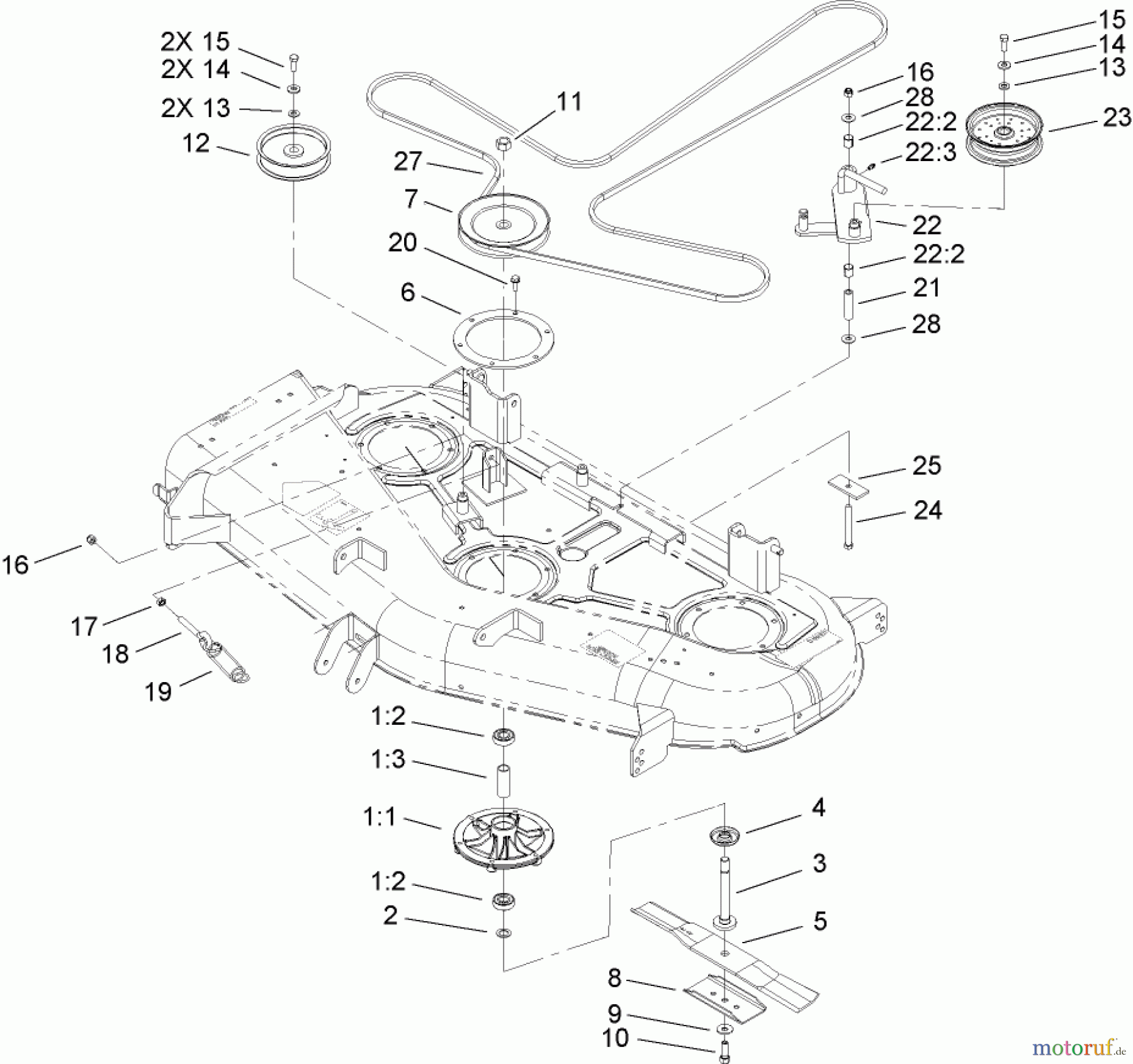 Toro Neu Mowers, Zero-Turn 74407 (ZX525) - Toro TimeCutter ZX525 Riding Mower, 2007 (270000001-270999999) 52IN DECK BELT DRIVE ASSEMBLY
